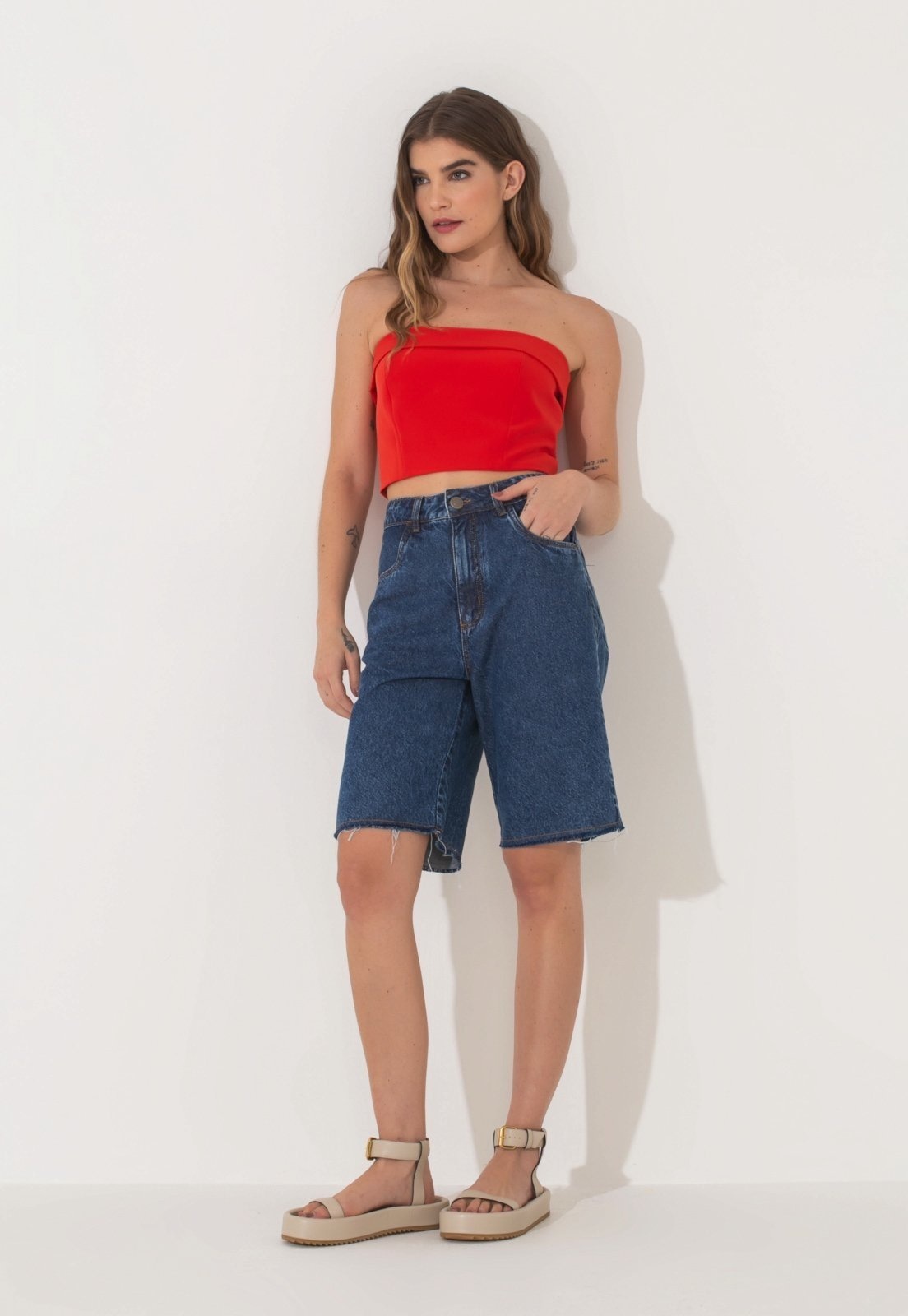 Imagem principal Bermuda Traymon Jeans Cintura Alta 48 Traymon azul