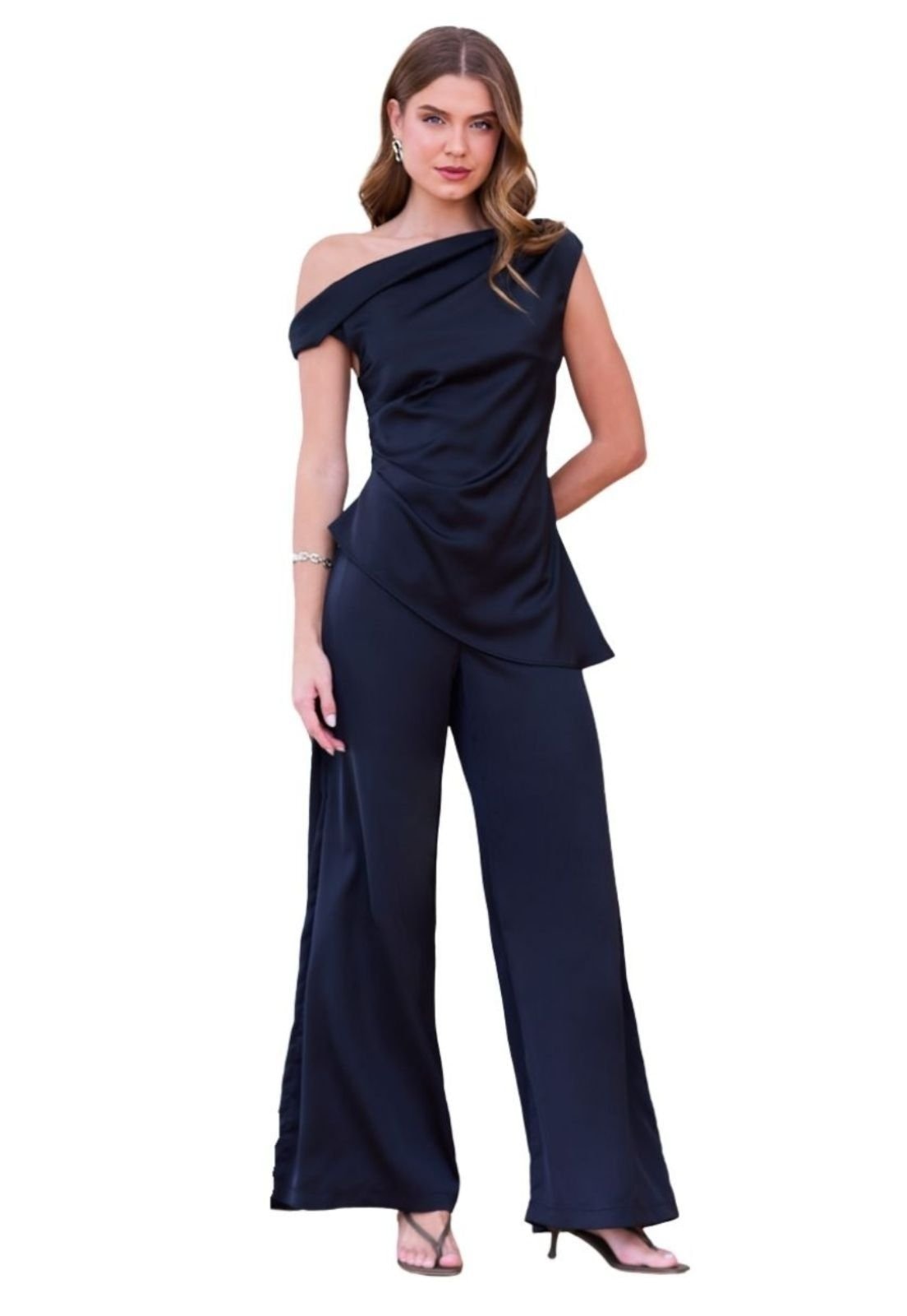 Imagem principal Conjunto Social Miss Joy Blusa Assimétrica Calça Pantalona MISS BY JOY preto