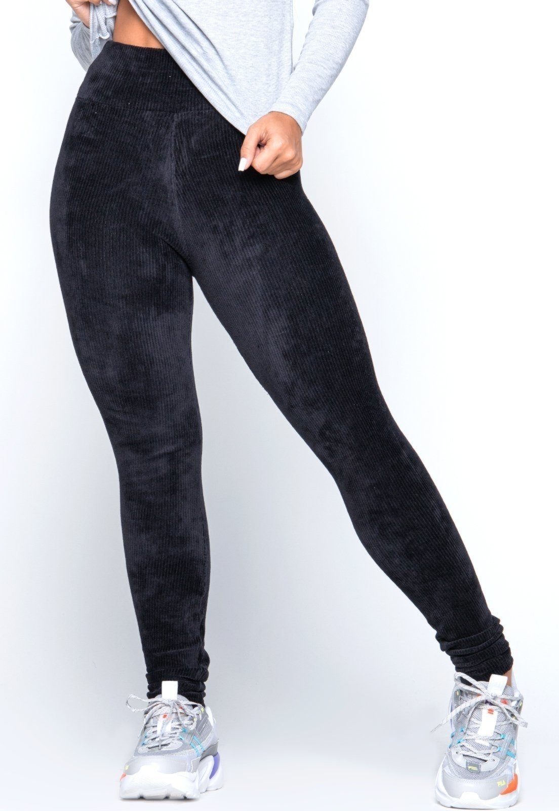 Imagem principal Calça Bravaa Store Legging Feminina Veludo Cotelê Cintura Cos Alta Frio 133 BRAVAA STORE preto