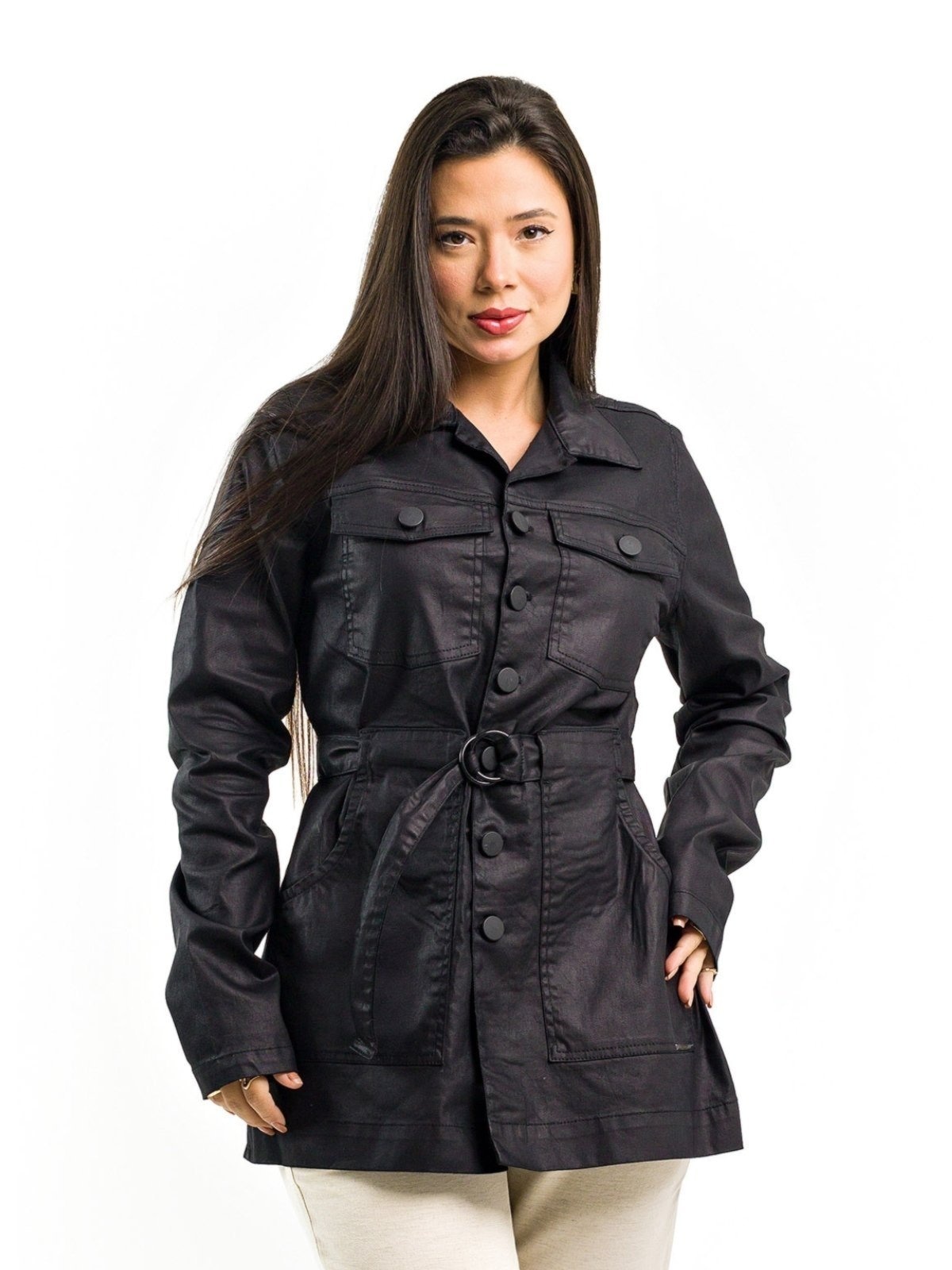 Imagem principal Jaqueta Restrito Jeans Parka Resinada com Botões Restrito Jeans preto