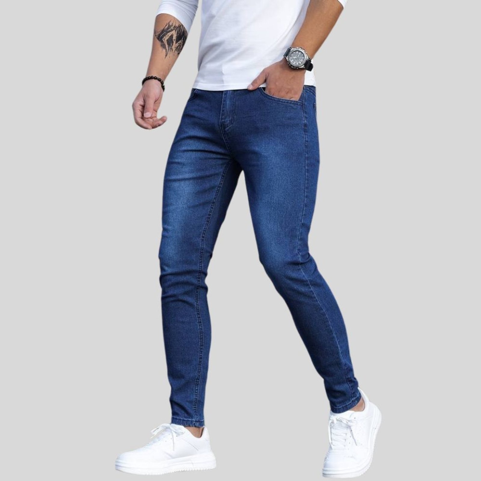 Imagem principal Calça Jeans Skinny Masculina Tex Jeans com Elastano Super Confortável Escuro TEX JEANS azul