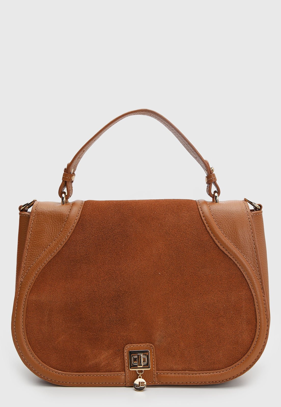 Imagem principal Bolsa Média Feminina Jorge Bischoff Acabamento Camurçado Jorge Bischoff caramelo