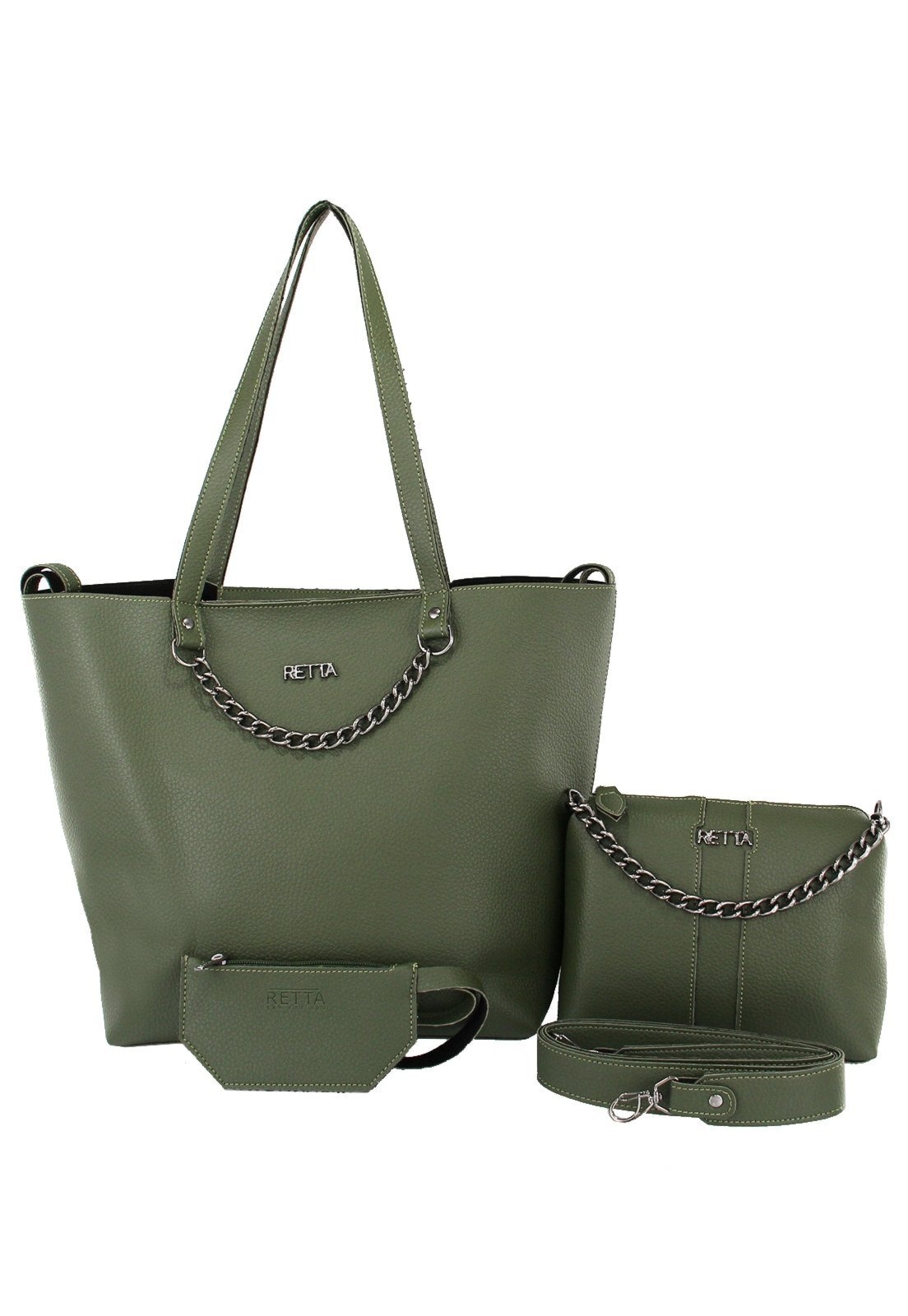 Imagem principal Bolsa Feminina Bolsa Saco Transversal e Porta cartão Retta Verde Retta Shoes verde militar