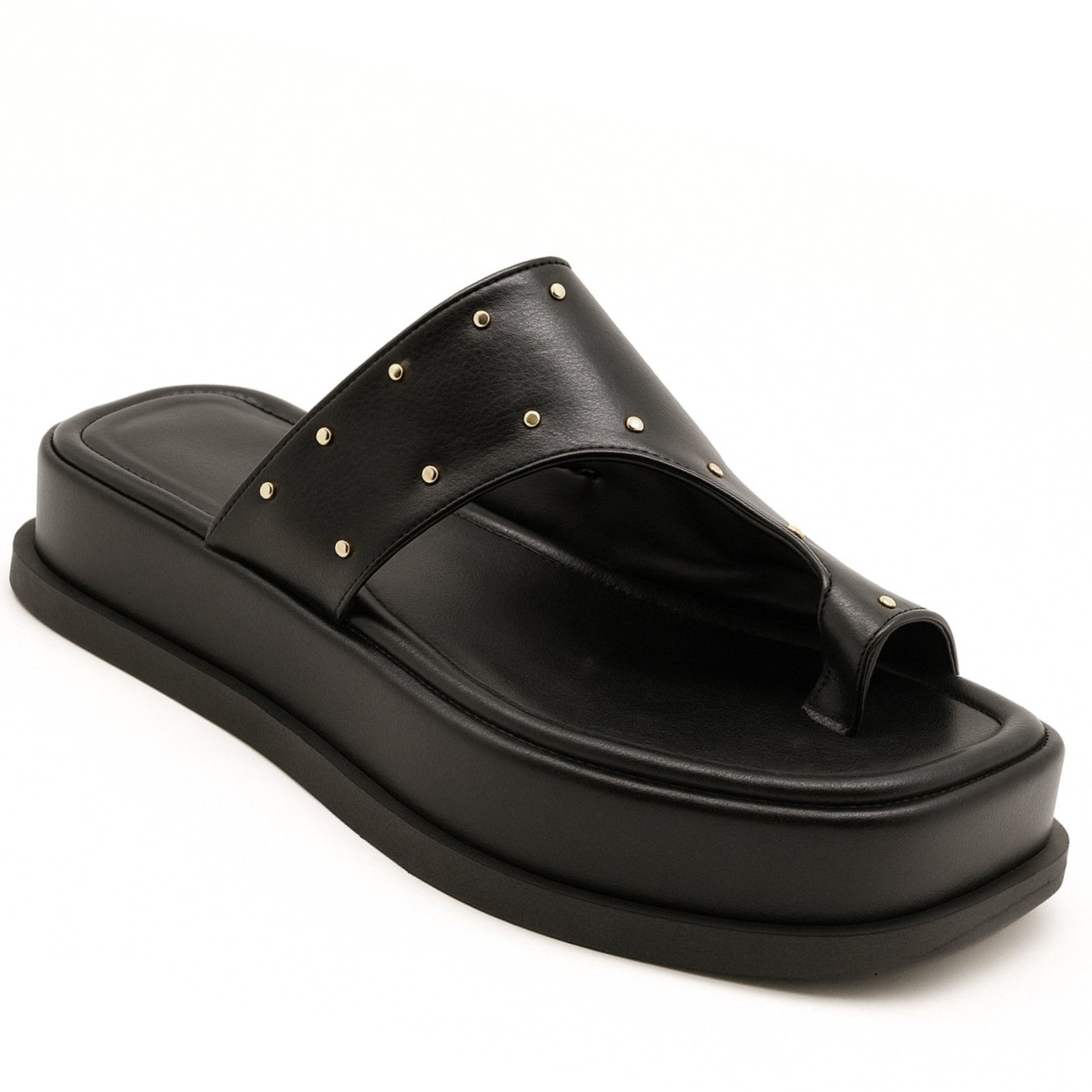 Imagem principal Tamanco Flatform Sandália Feminina Com Tachas Elegante Preta 23404 Sete Sales preto