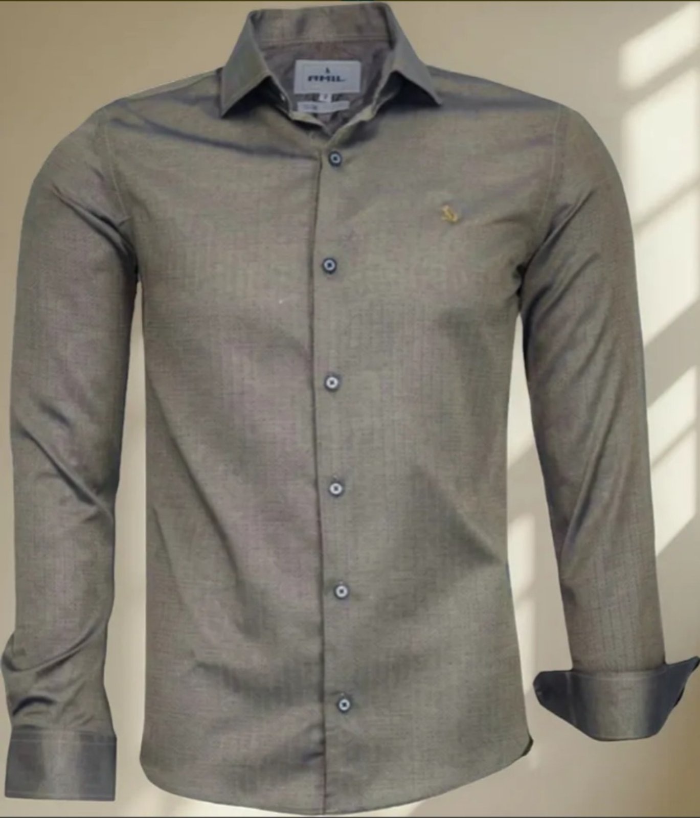 Imagem principal Camisa Social Amil Slim Aglow Algodão Com Elastano Detalhado Manga Longa Luxo Gold Amil amarelo gold