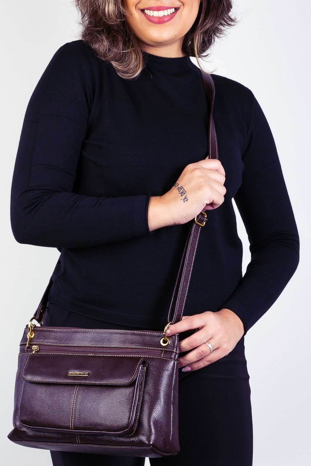 Imagem principal Bolsa Andrea Vinci Tiracolo De Couro Liso Celine - Marsala Andrea Vinci vermelho