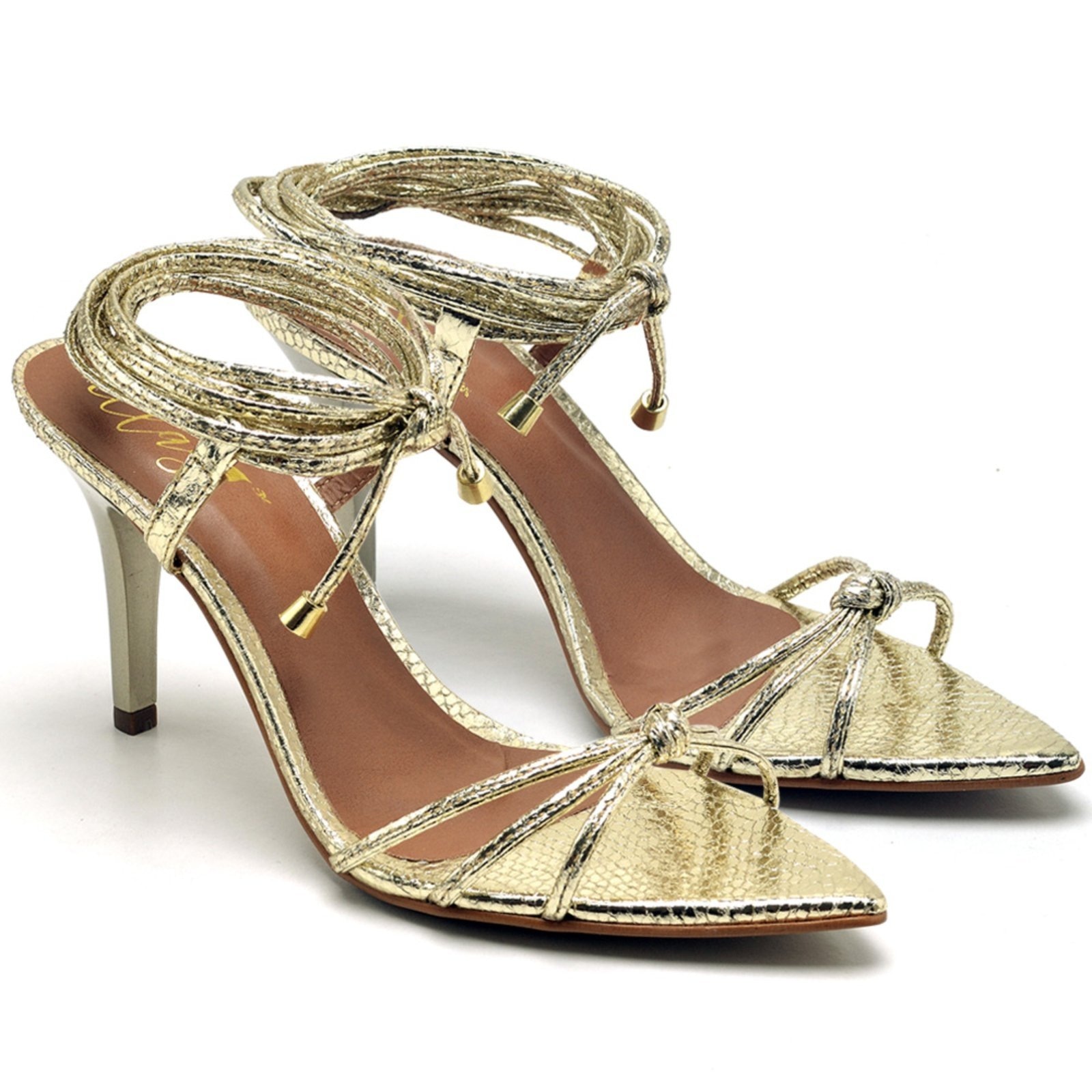 Imagem principal Sandália Salto Médio Cristal Ouro Light Ella's ZAFREM dourado