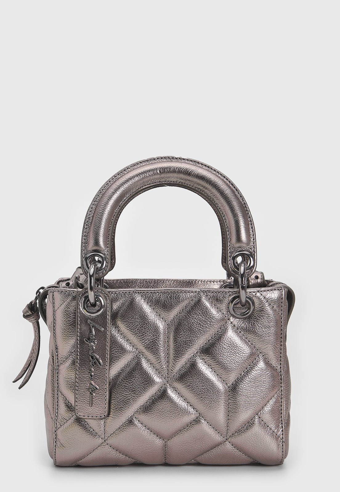 Imagem principal Bolsa Tiracolo Luiza Barcelos Alça Dupla Metalizada Grafite Luiza Barcelos cinza