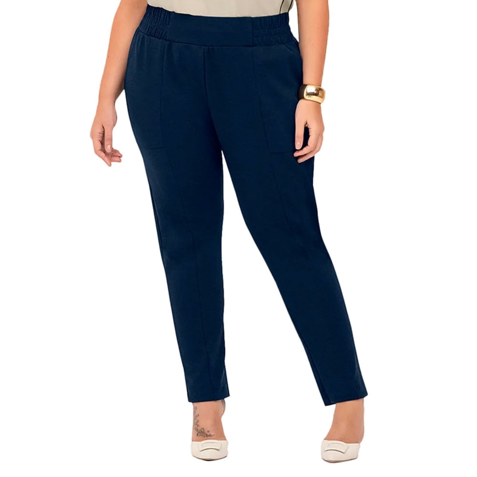 Imagem principal Calça Feminina Secret Glam Plus Size com Elástico Marinho Rovitex azul marinho