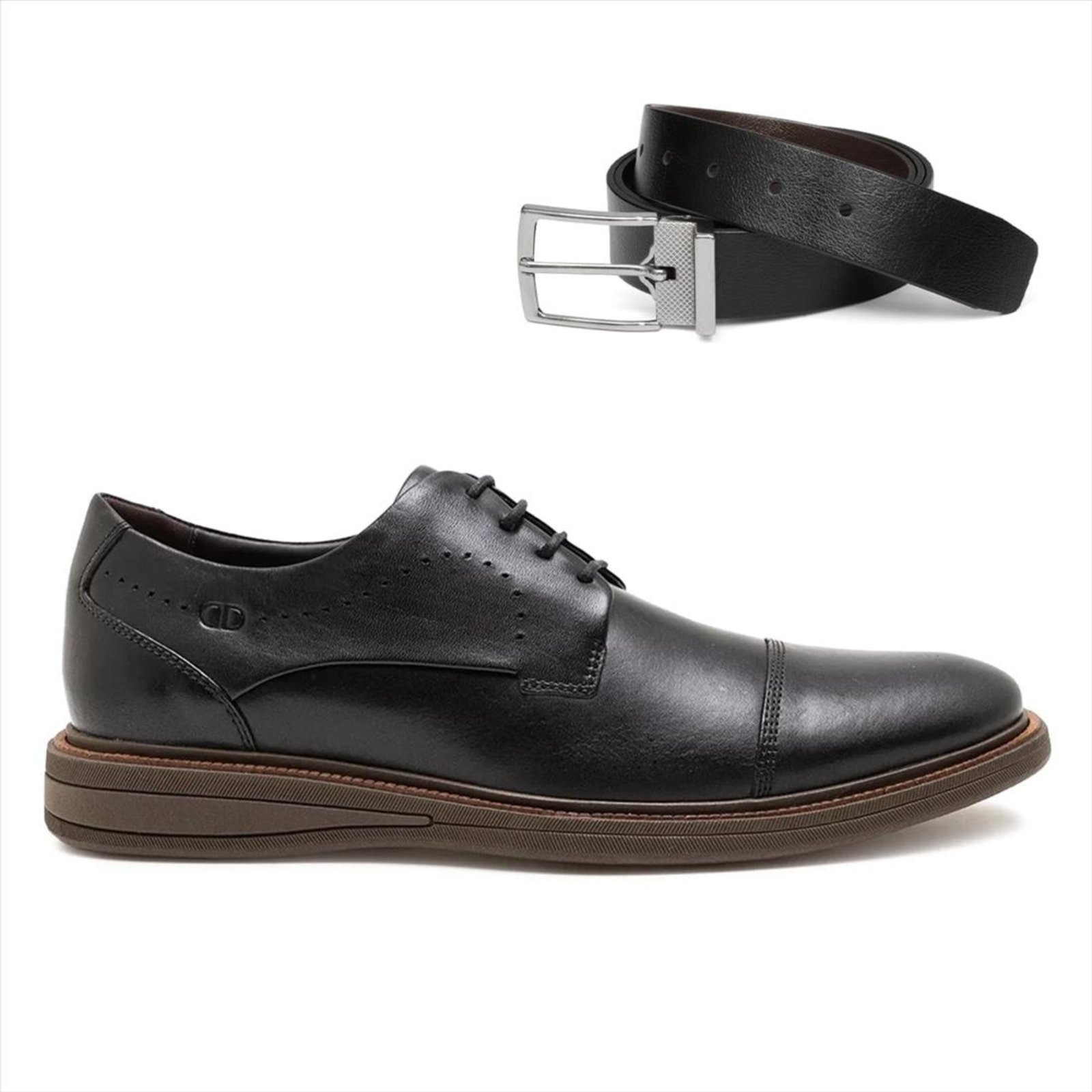 Imagem principal Sapato Social De Couro Democrata Masculino Metropolitan Bay 273101 + Cinto Dupla Face DEMOCRATA preto