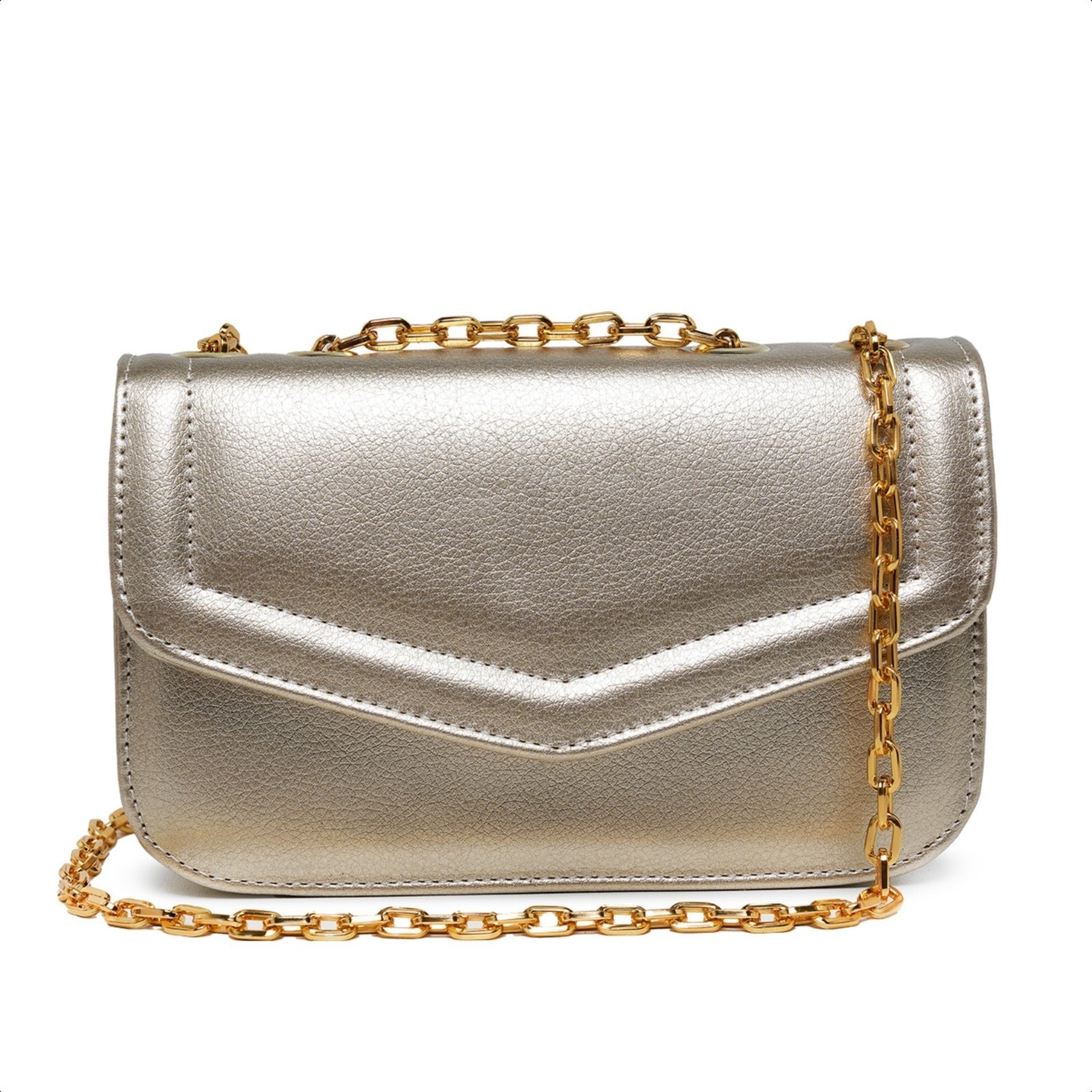 Imagem principal Bolsa Feminina Dourada Pequena Casual Clutch Carteira De Mão Festa Alça Corrente De Ombro Elegante CARMELO SHOES dourado