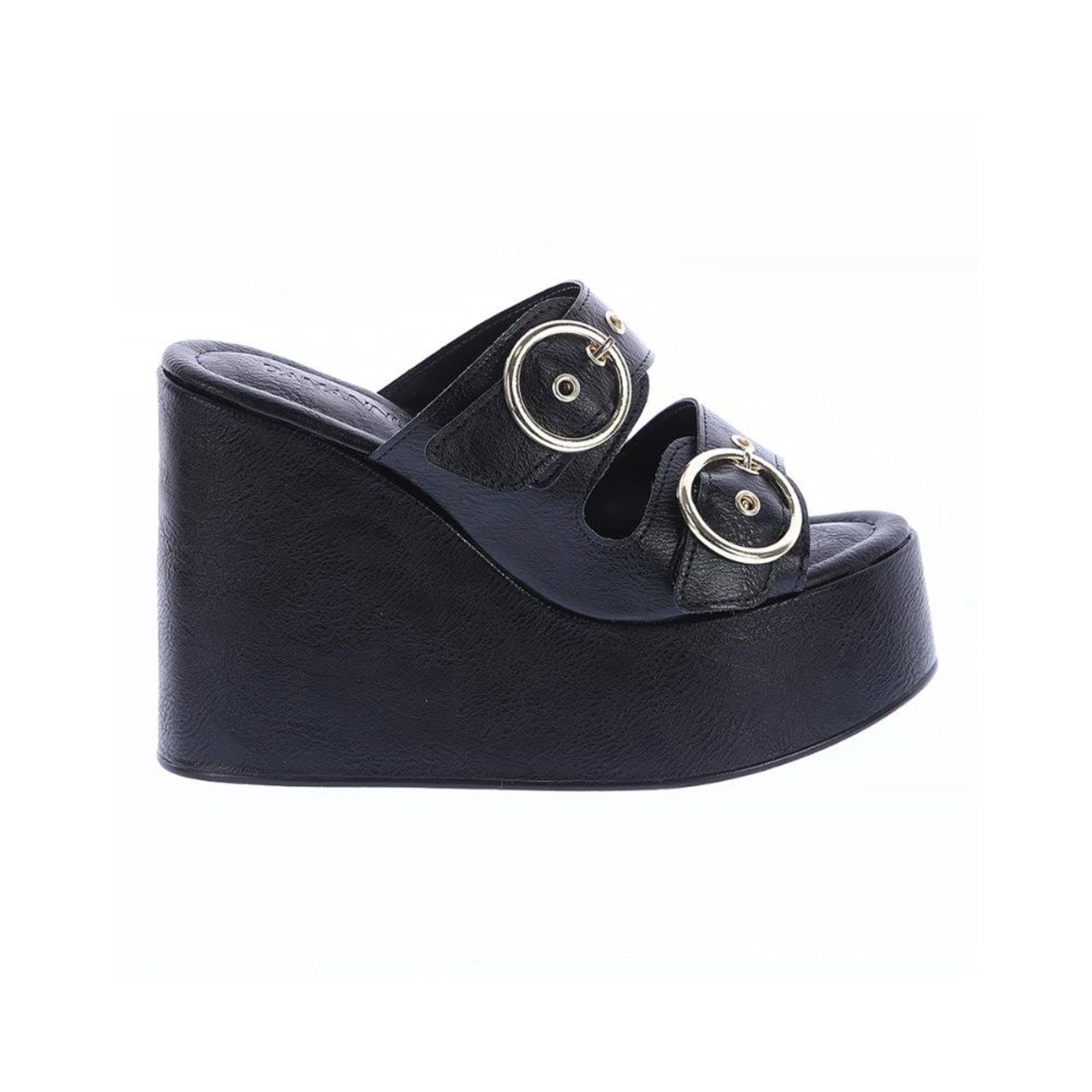 Imagem principal Luany - Tamanco Plataforma com Fivelas Douradas Damannu Shoes preto