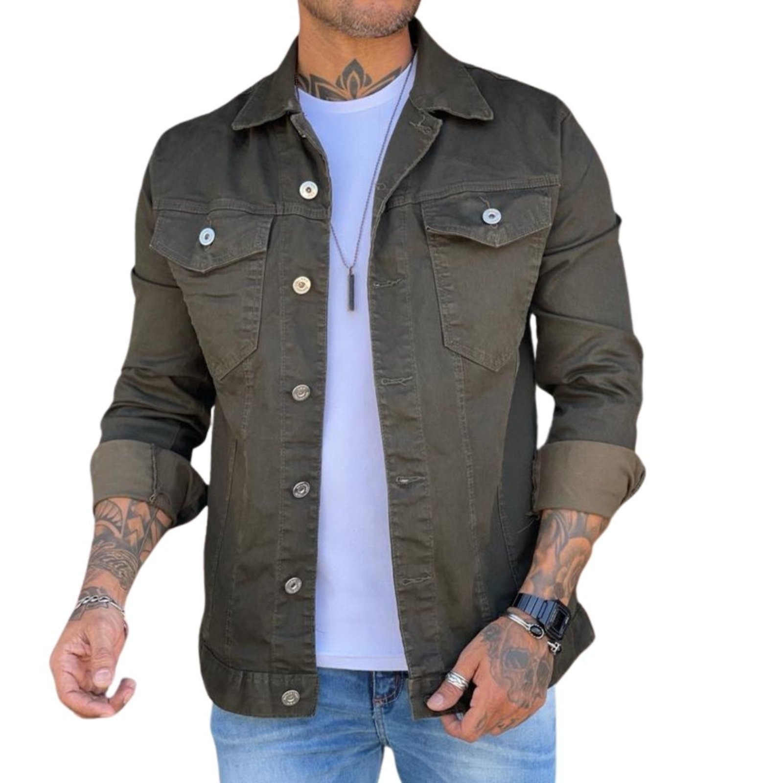 Imagem principal Jaqueta Escuro Sarja Masculina Alleppo Jeans verde