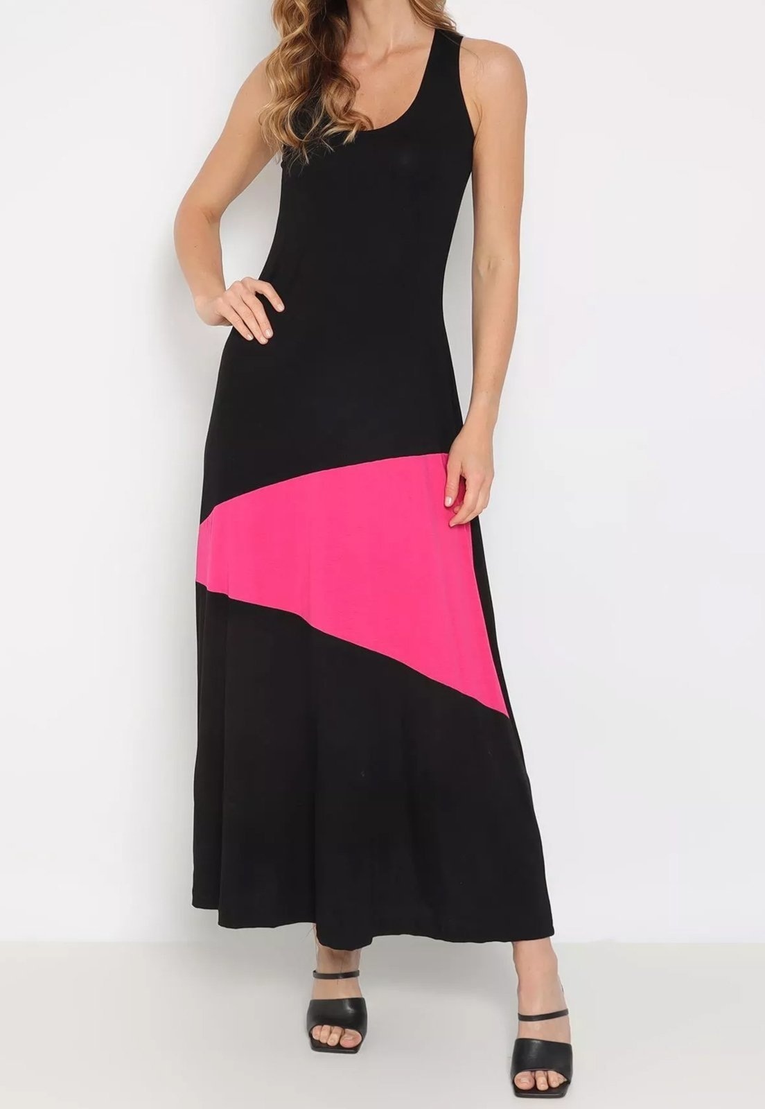 Imagem principal Vestido Maria Paes Longo e Rosa Maria Paes preto/rosa rosa