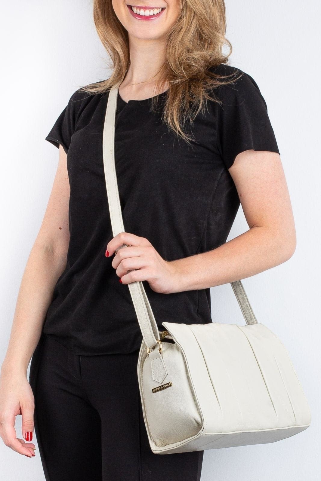 Imagem principal Bolsa de couro liso tiracolo Barbara Off-white Andrea Vinci off-white white