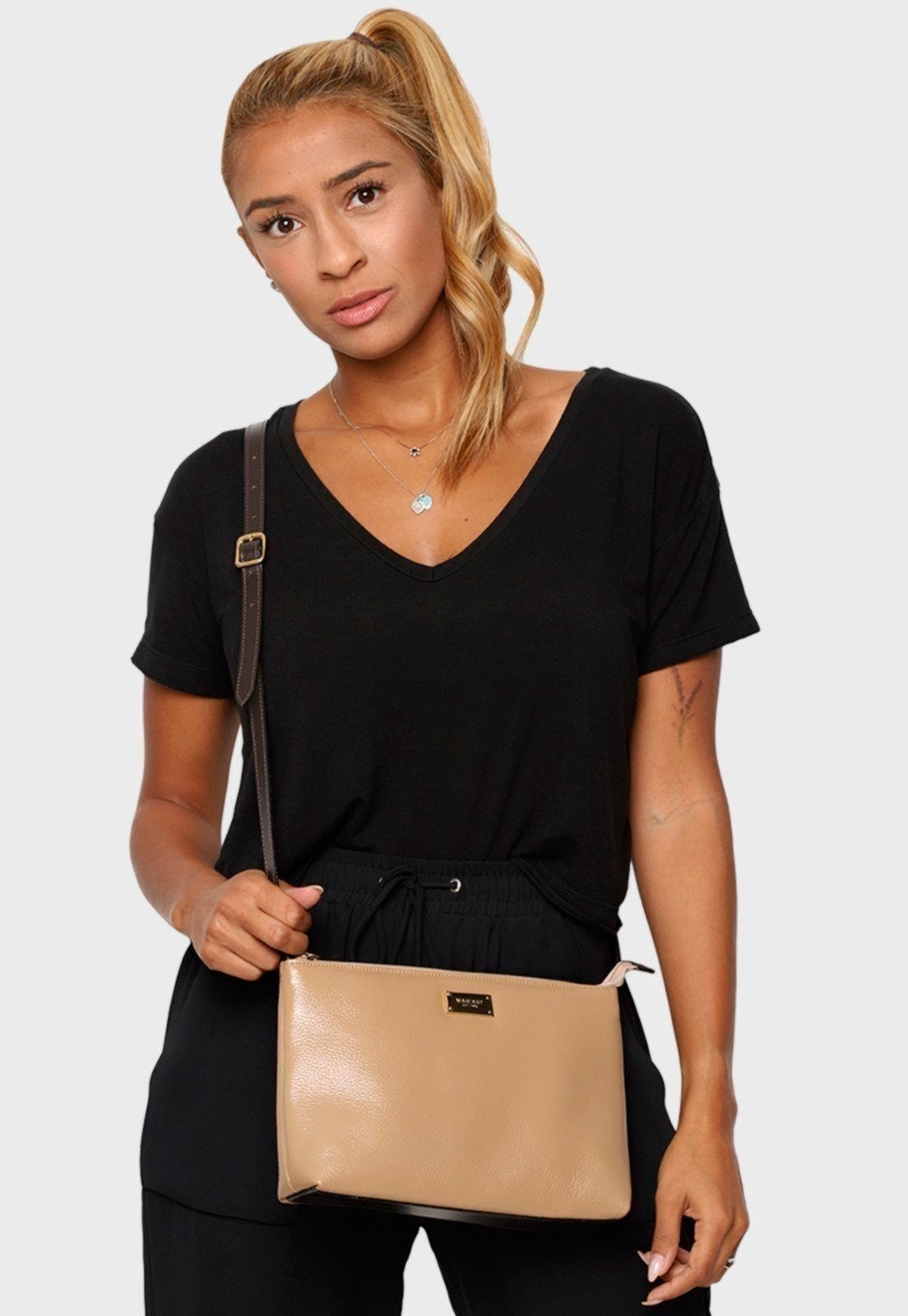 Imagem principal Bolsa Transversal Couro Mariart 2200 Areia e Mariart bege/café