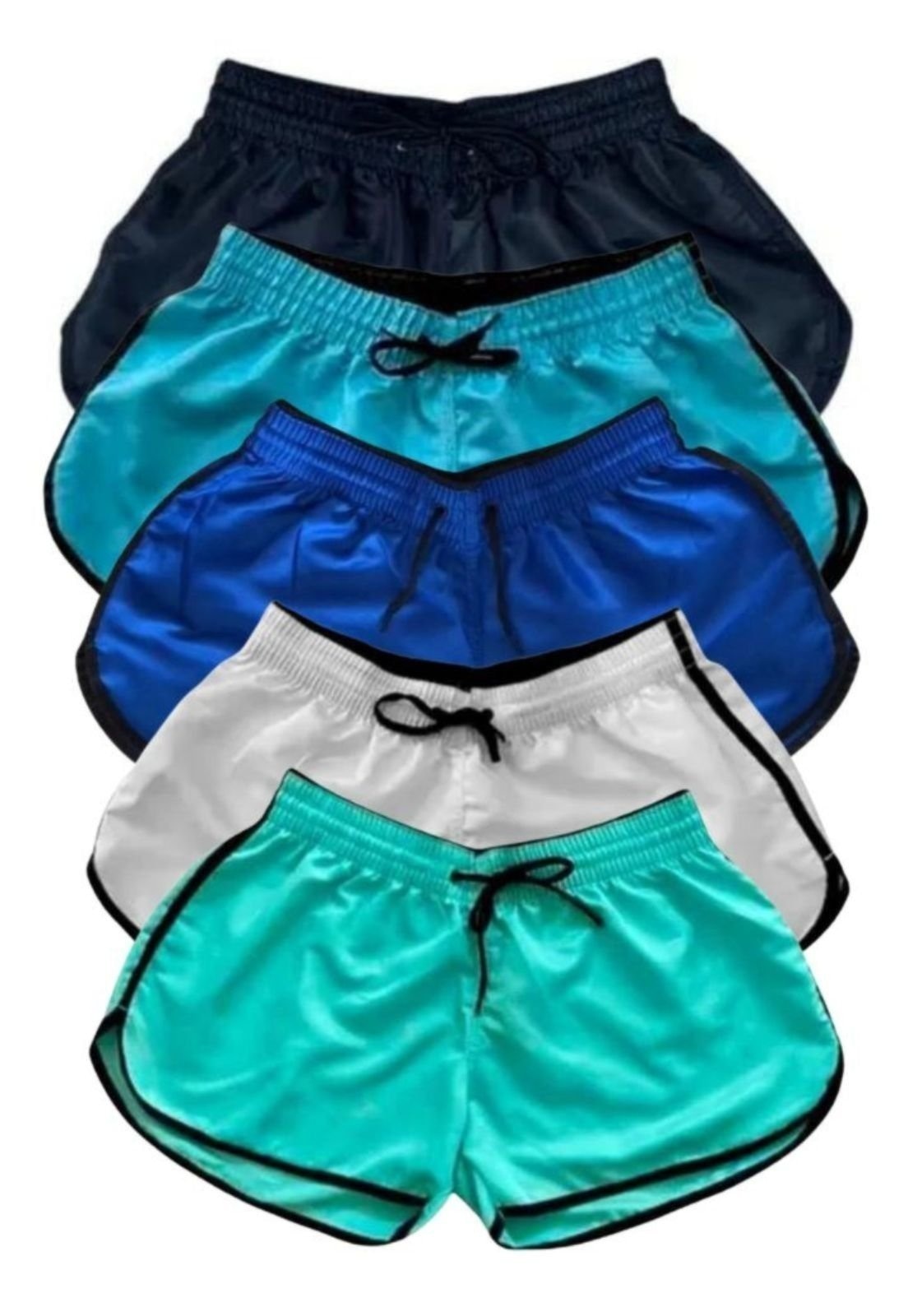 Imagem principal Kit 5 Short Tactel Feminino Liso Relaxado Shortinho Moda Praia Piscina Relaxado multicolorido