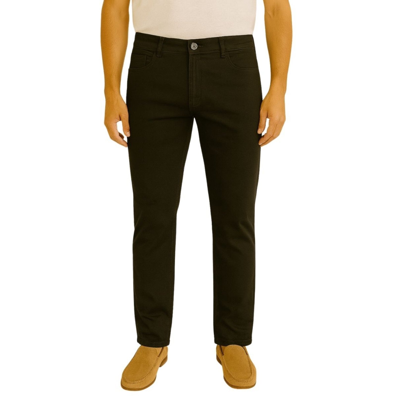 Imagem principal Calça Masculina Vih Triny Preta Slim Fit em Sarja com Elastano Conforto e Estilo Casual Vih Triny preto
