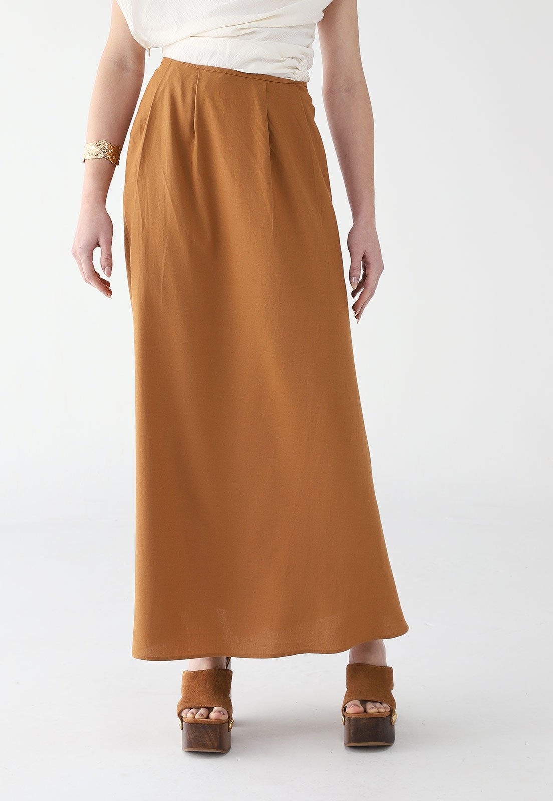 Imagem principal Saia Colcci Longa Pregas Colcci caramelo