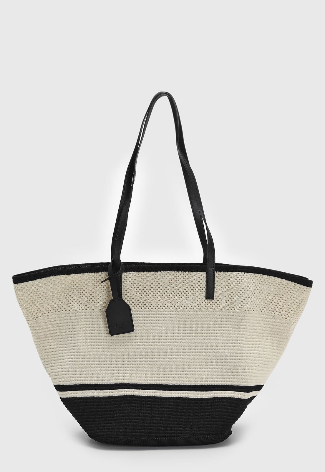 Imagem principal Bolsa Feminina Brizza Arezzo Grande Tramada Preto e Off-White Brizza Arezzo off-white white