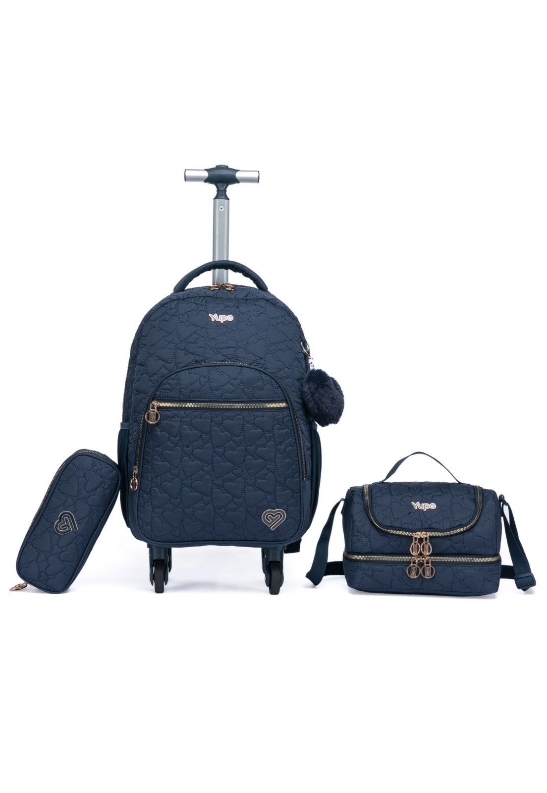 Imagem principal Infantil - Kit Mochila Estojo Lancheira Rodinhas Bolsa Juvenil Reforçada YUPE azul