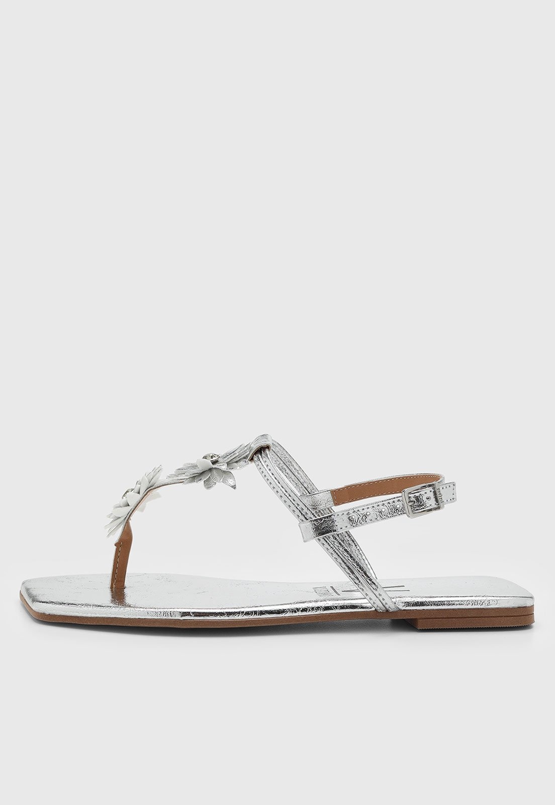 Imagem principal Rasteira Feminina Vizzano Fechada Flores Metalizada VIZZANO prata