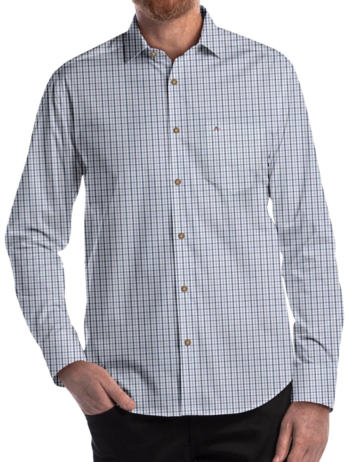 Imagem principal Camisa Aramis Masculina Regular Pocket Tricoline Xadrez Branca Aramis azul/branco/xadrez azul