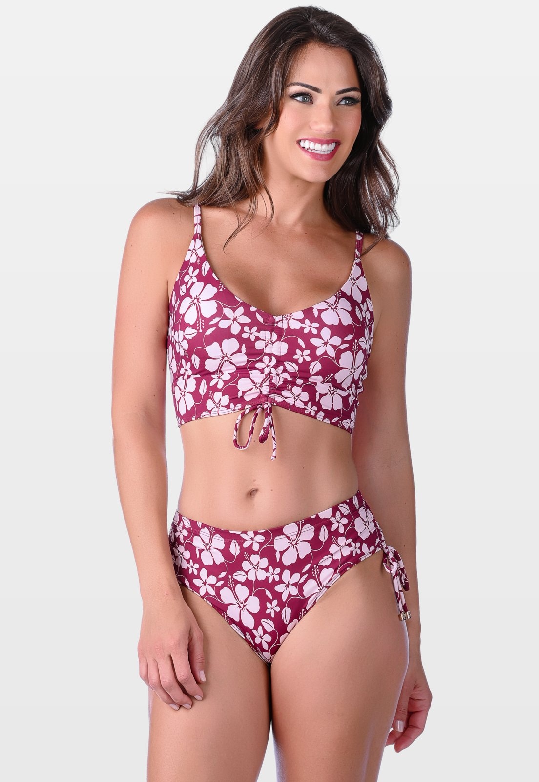 Imagem principal Biquíni Summer Soul Cropped Com Bojo Removível Cintura Baixa Floral Summer Soul estampado/vermelho