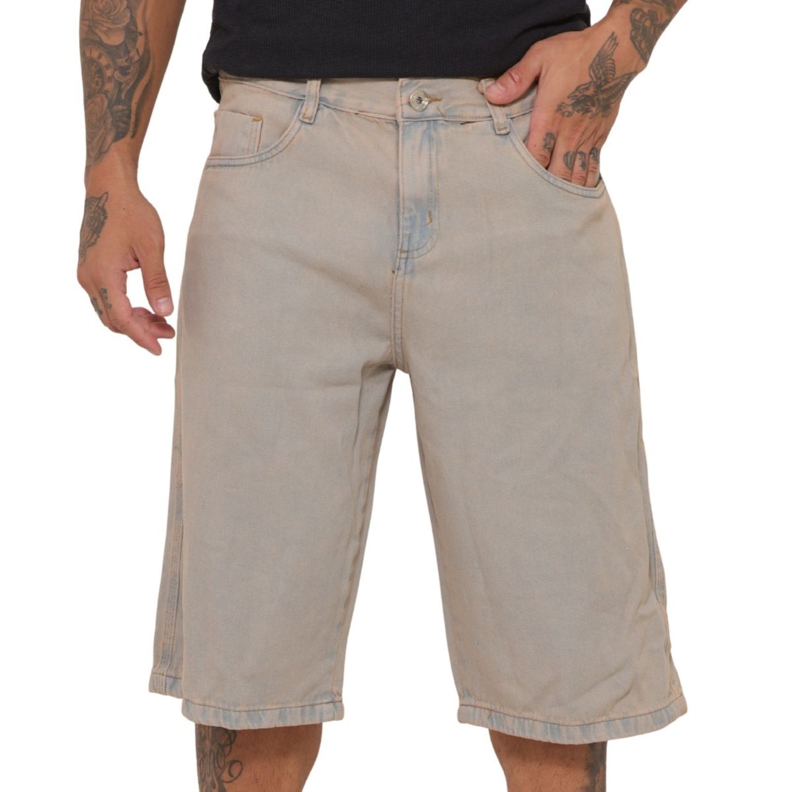 Imagem principal Jorts Jeans Masculino Estiloso Confortável Jeans Loka bege