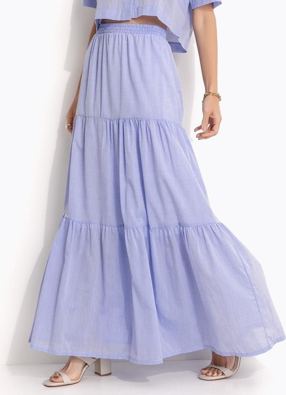 Imagem principal Saia Camadas Em Tricoline Claro Quintess azul