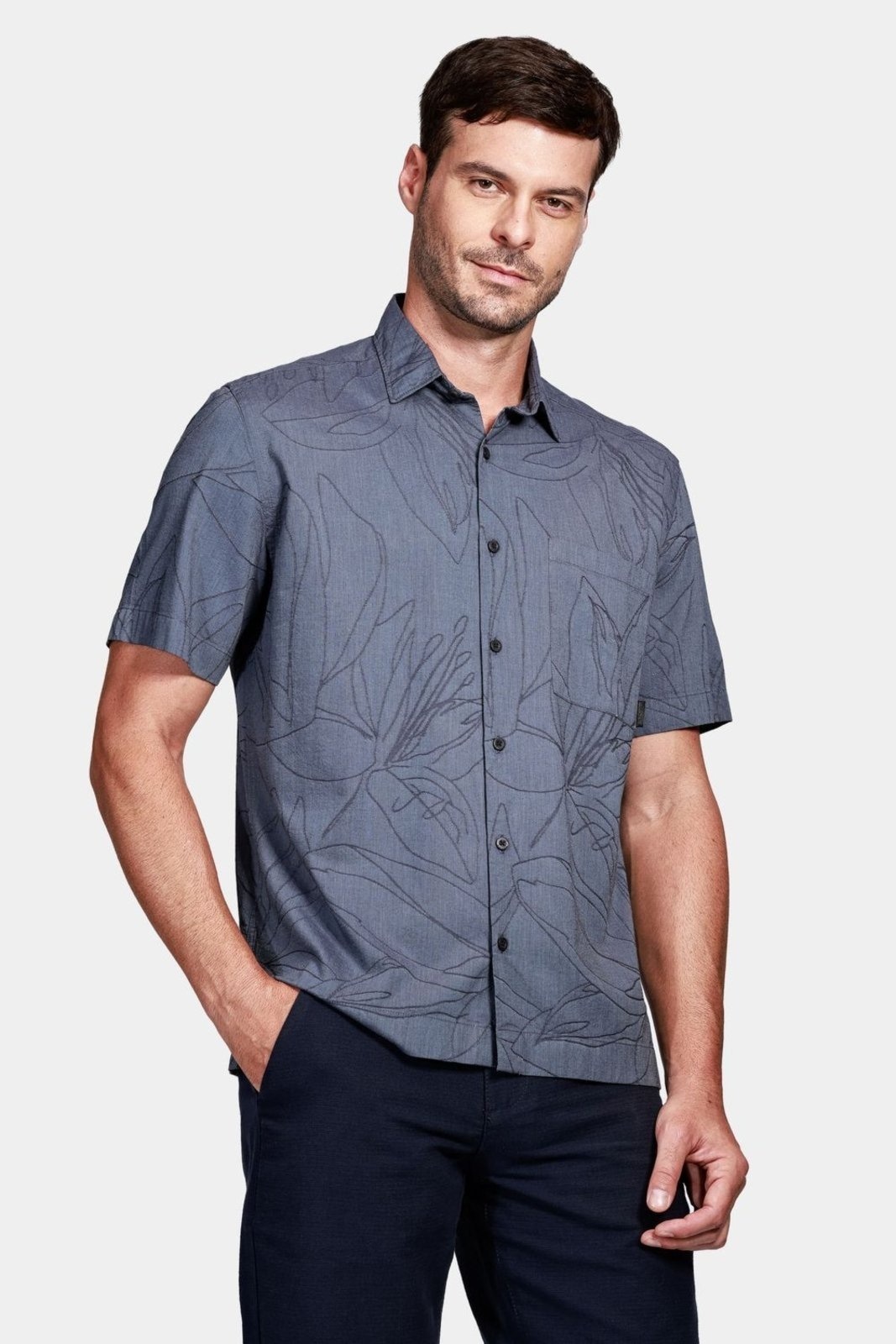 Imagem principal Camisa Aramis Manga Curta Regular Floral Com Bolso Marinho Aramis azul marinho