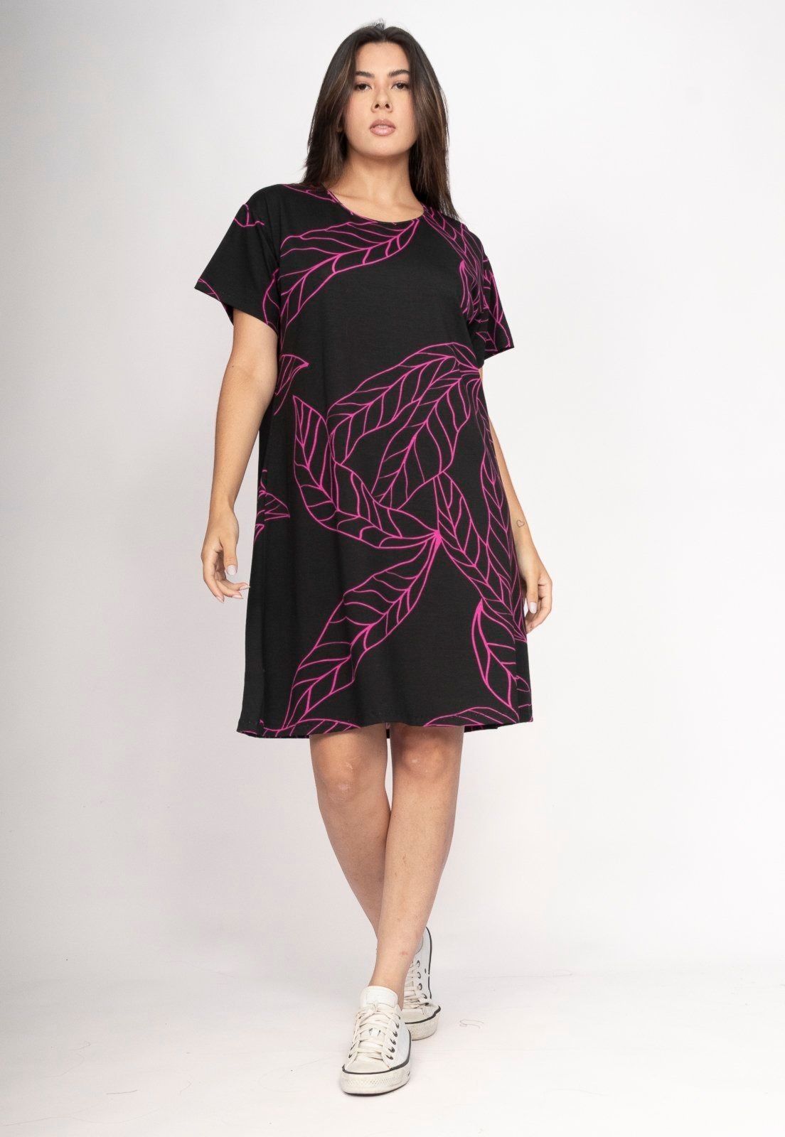 Imagem principal Vestido CabanaFree Amanayara Curto Malha Antúrios Lilás Cabanafree estampado