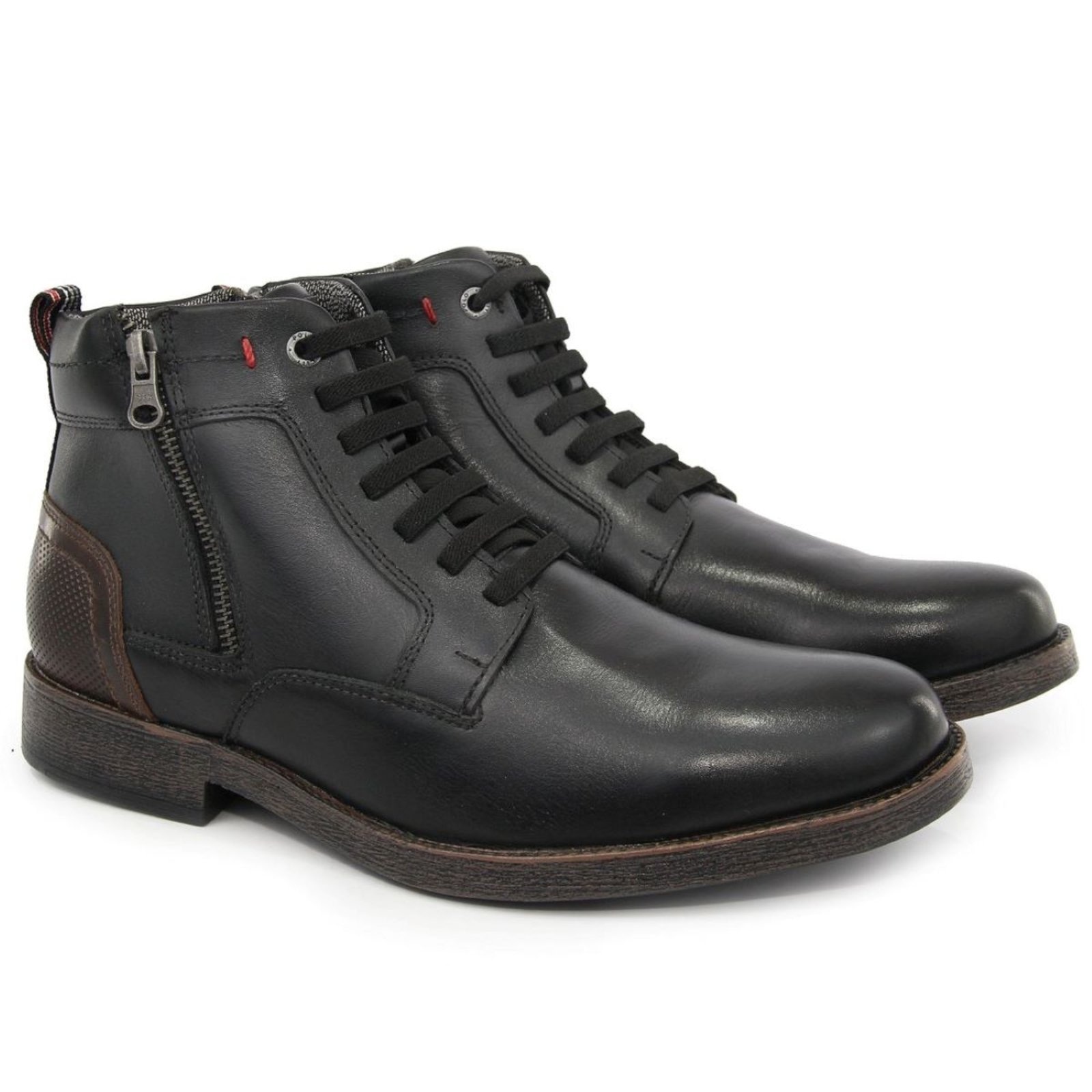 Imagem principal Bota Casual Coturno Couro Masculino Atacador Cano Curto Zíper Lateral Urbana Versátil super shoes preto