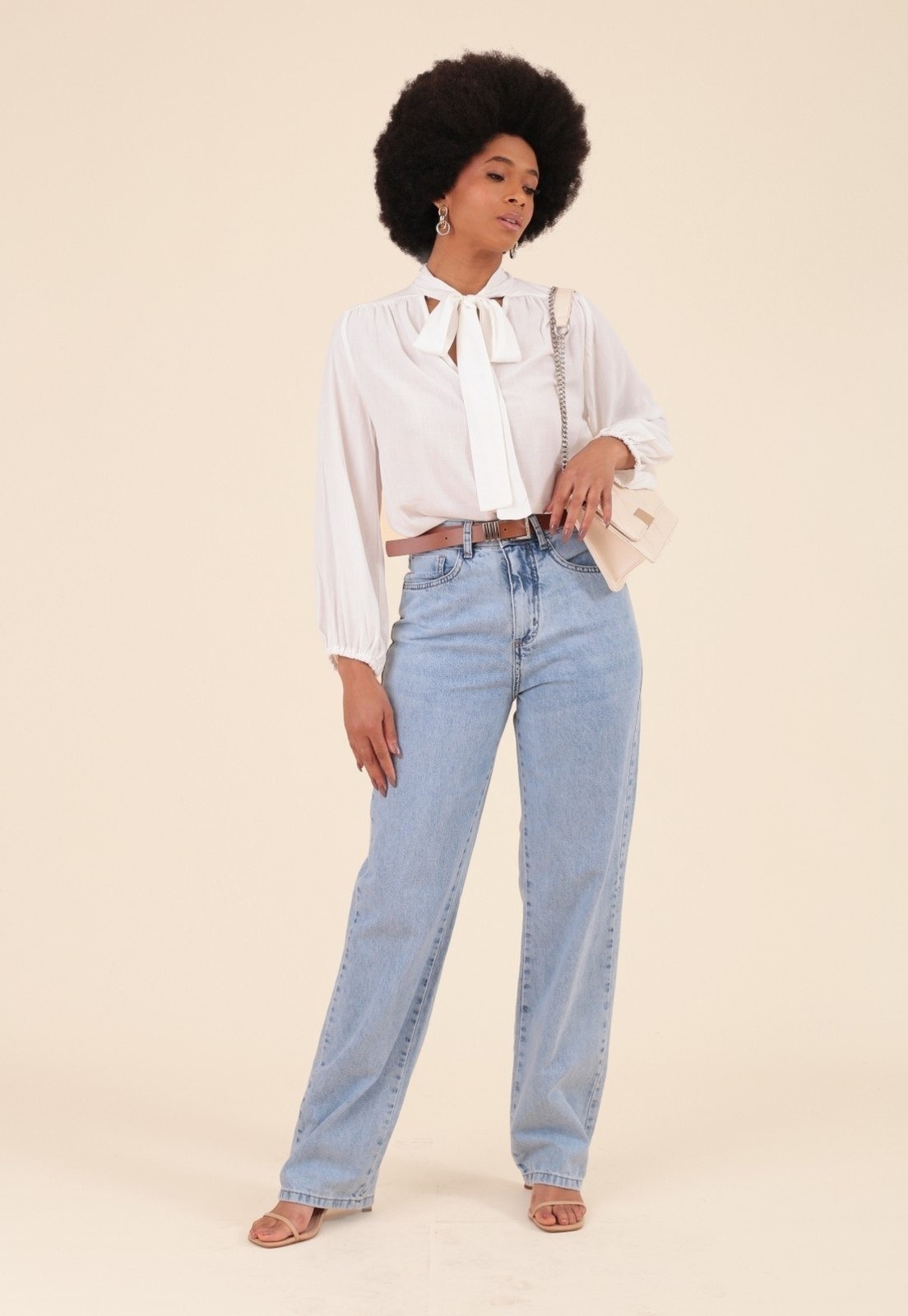 Imagem principal Calça Jeans Reta Pop Me Com Cinto Claro Pop Me azul