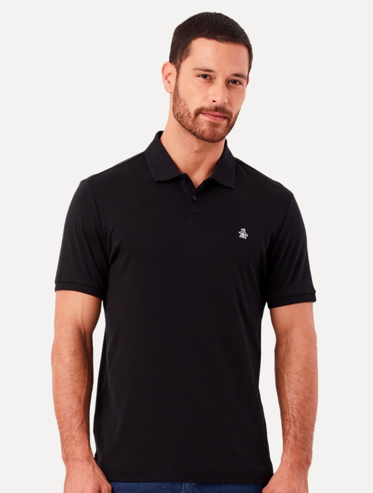 Imagem principal Polo Original Penguin Masculina Piquet Lisa Patch Preta Original Penguin preto