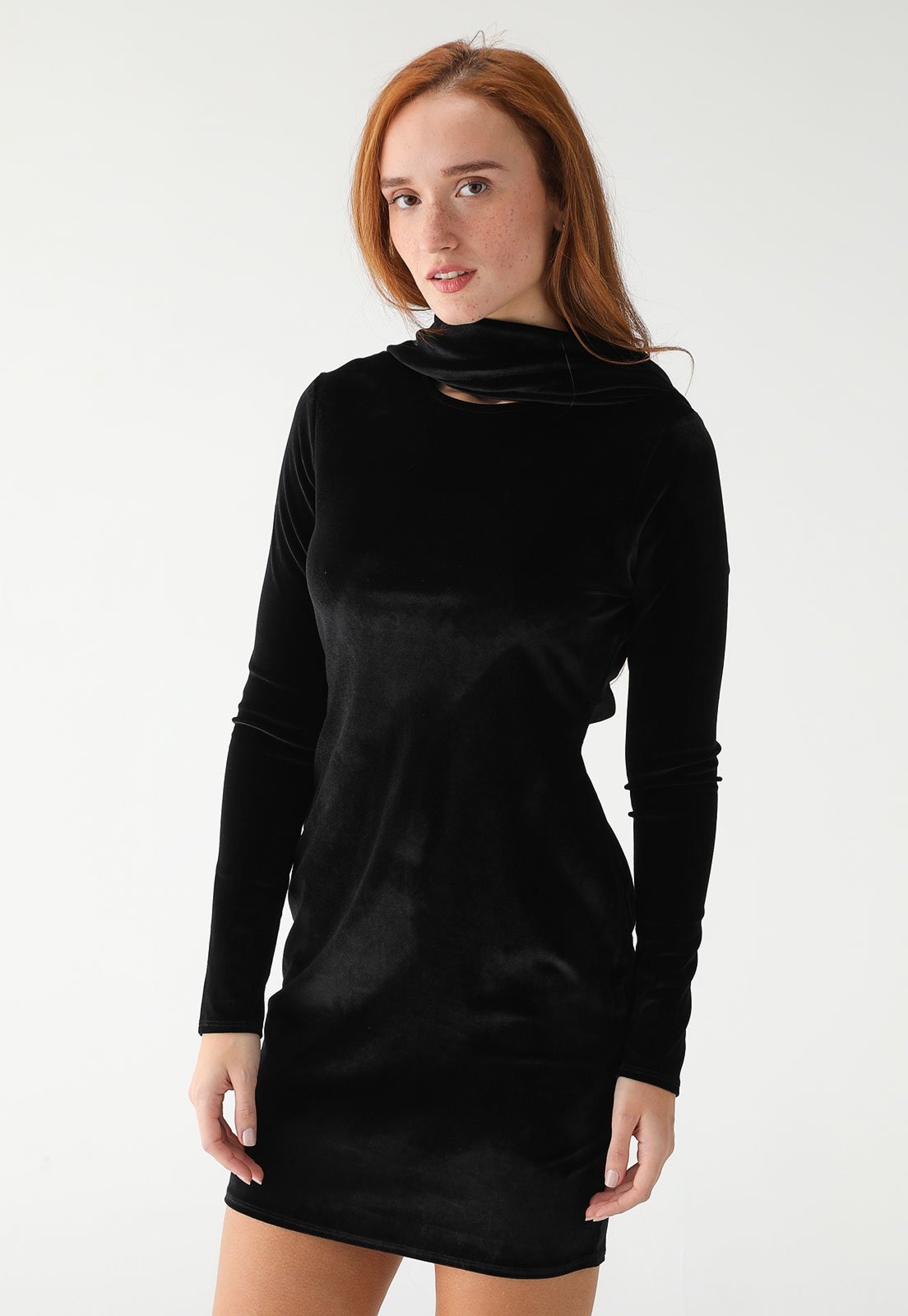 Imagem principal Vestido TOPSHOP Curto Aveludado Recorte Costa Topshop preto