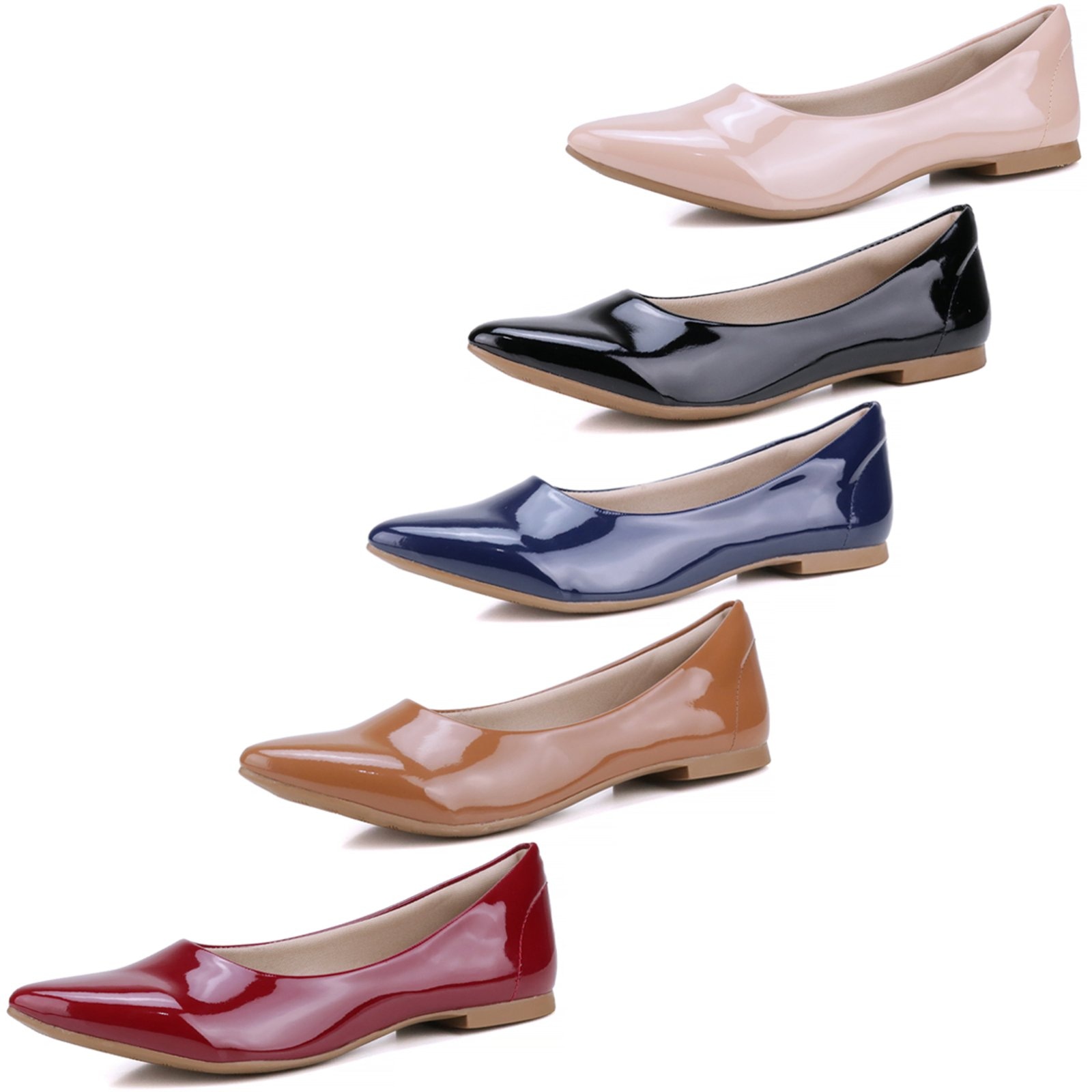 Imagem principal Kit 5 Pares de Sapatilha Mr Gutt Bico Fino Verniz Mr. Gutt azul marinho/caramelo/nude/preto/vermelho