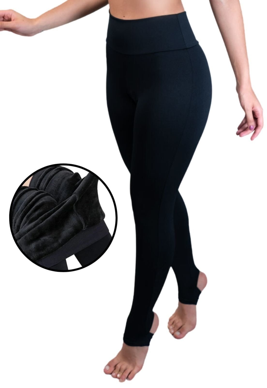 Imagem principal Calça Legging MVB Modas Pezinho Térmica Cintura Alta Felpuda Peluciada Preta Mvb Modas preto