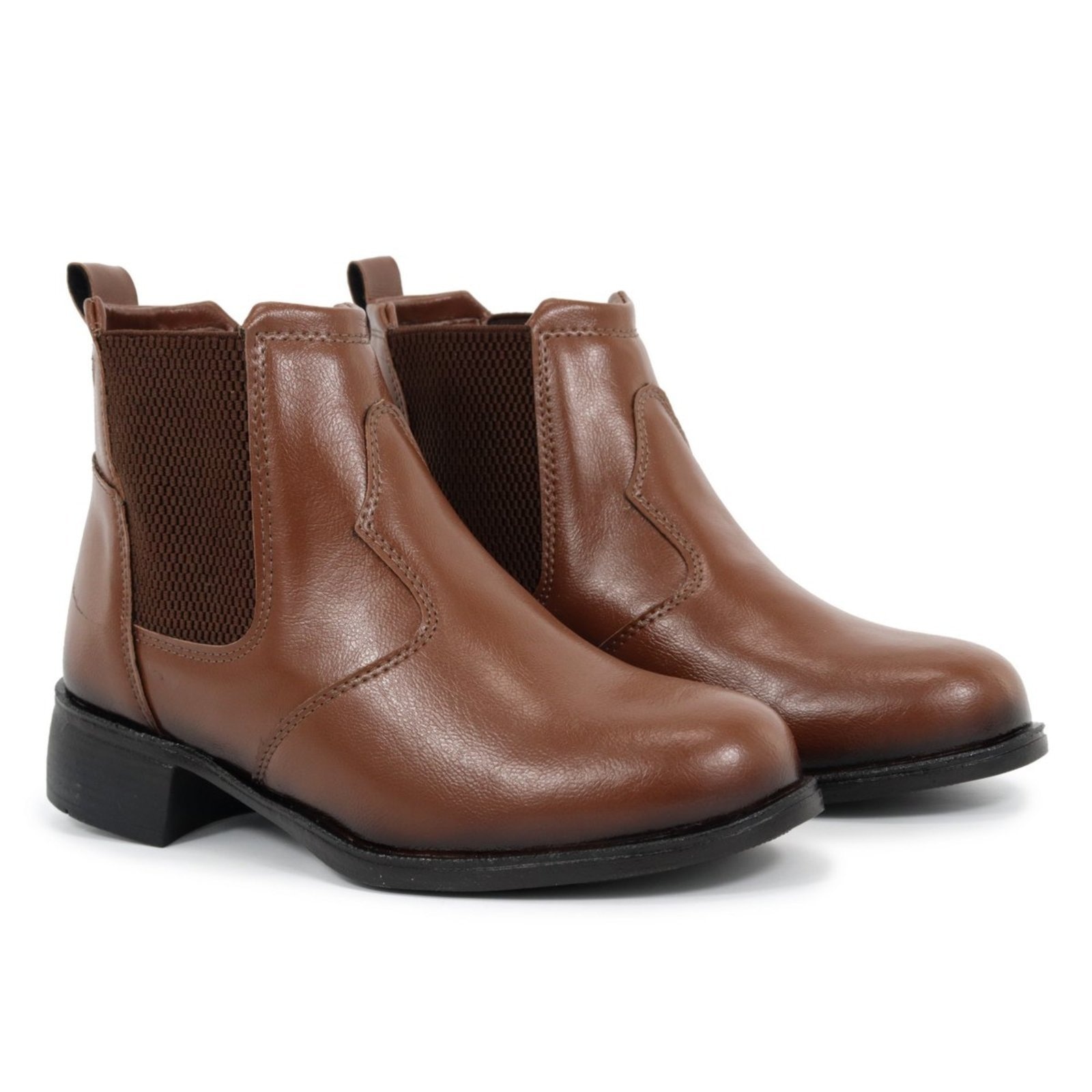 Imagem principal Bota Feminina Cano Curto Salto Baixo Estilo e Conforto Capuccino Footworks terracota