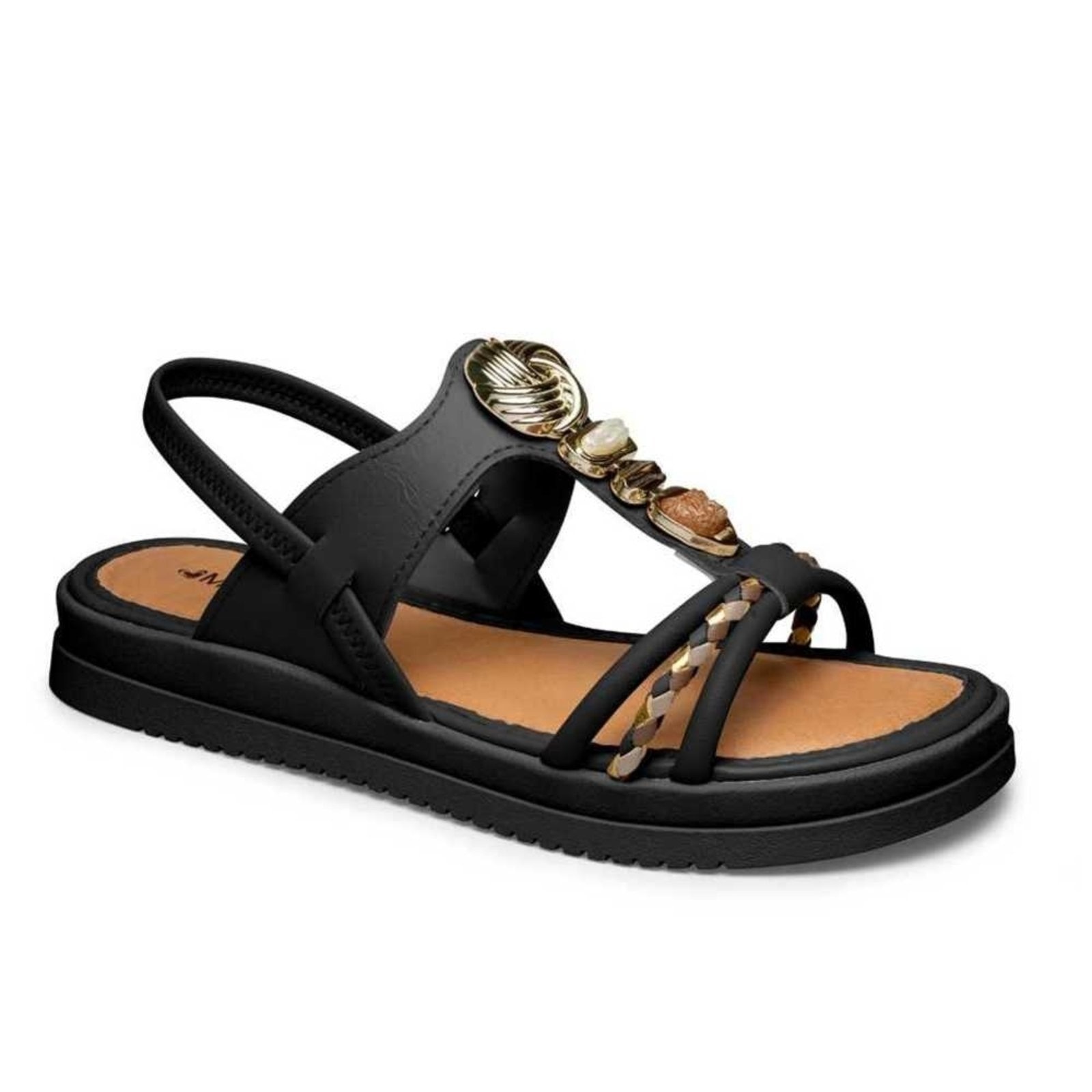 Imagem principal Sandália Feminina Mississipi Pedrarias e Detalhes Trançados MISSISSIPI preto