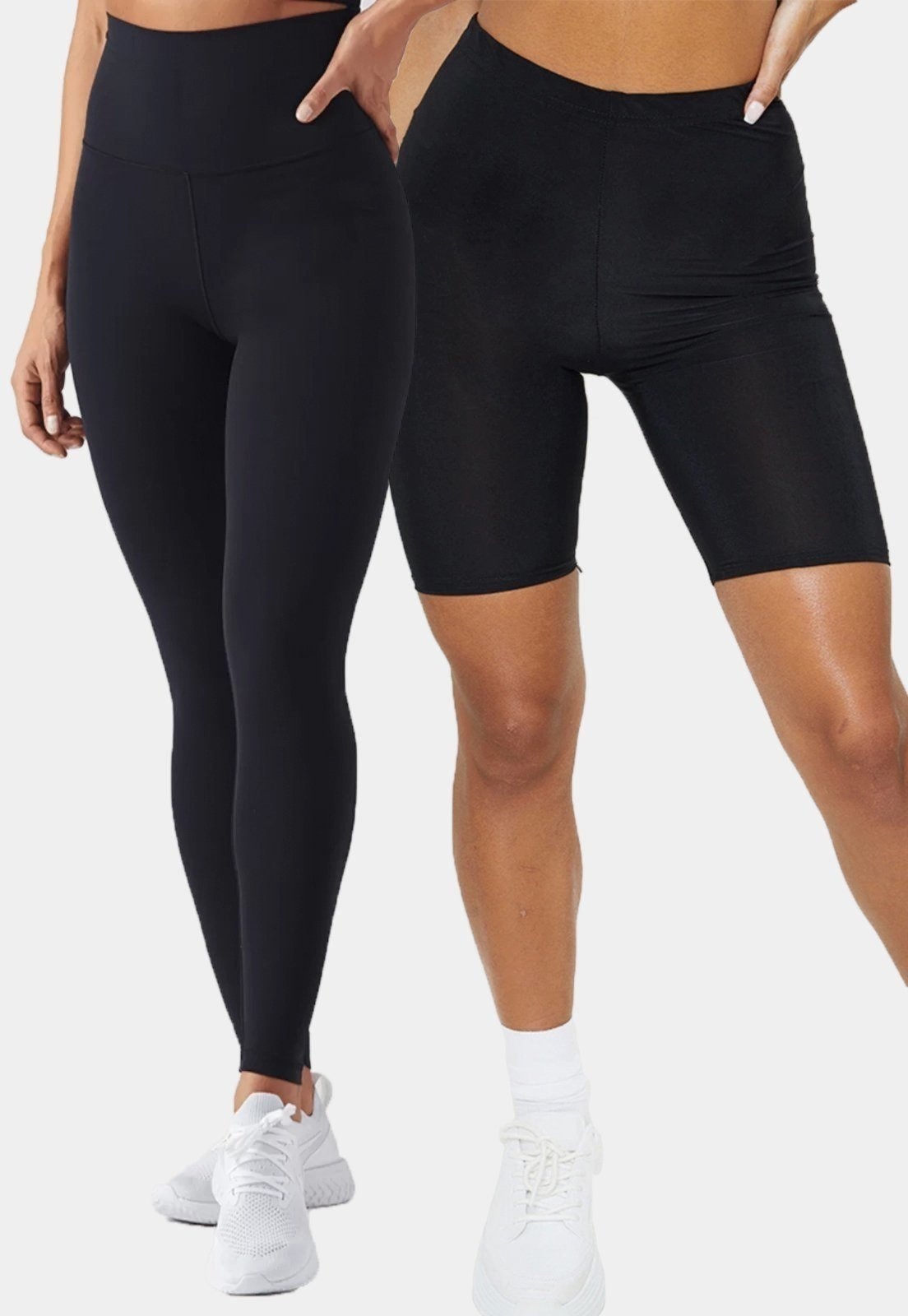 Imagem principal Kit Calça Legging + Bermuda Fitness Linha Noite Cós Alto Linha Noite preto
