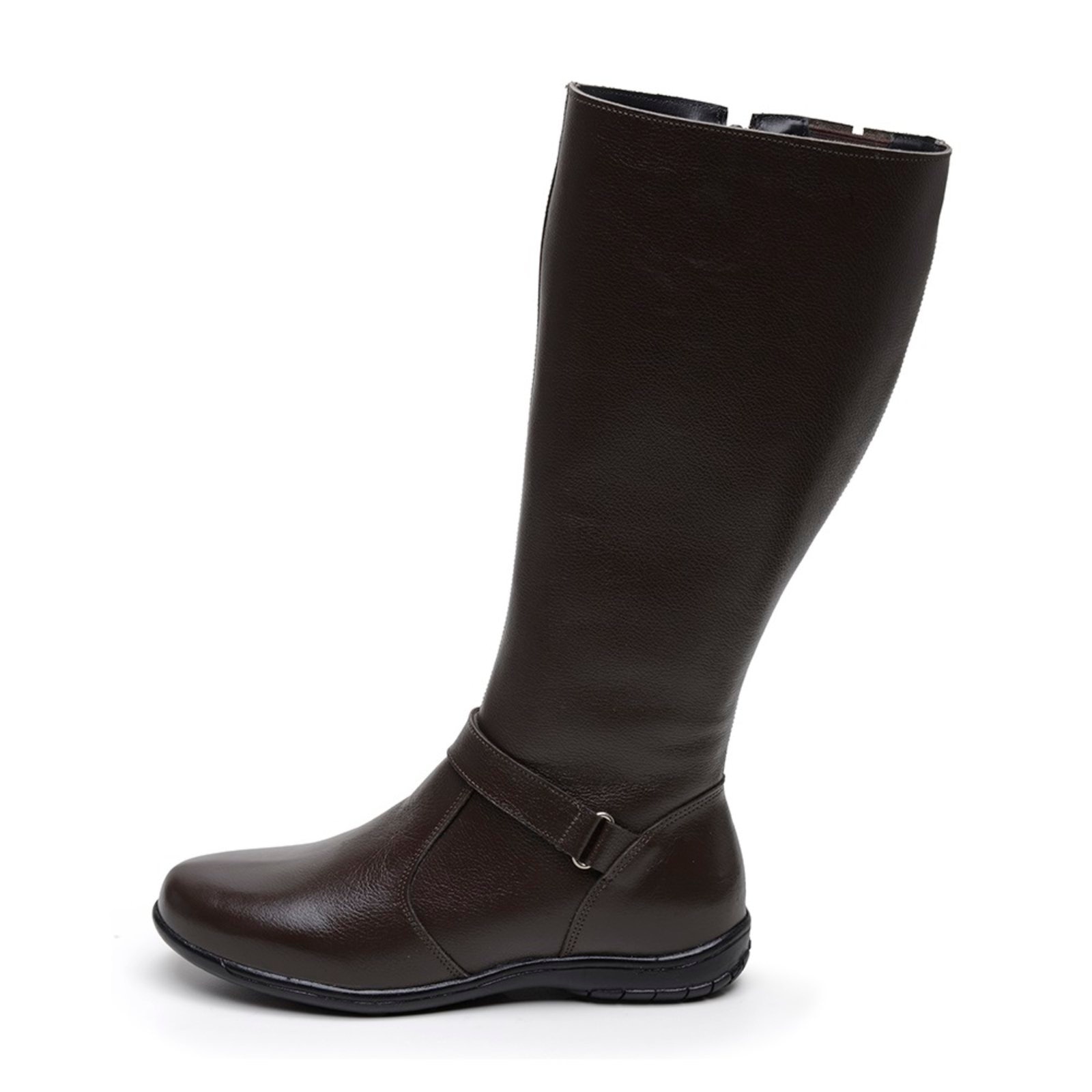 Imagem principal Bota Feminina Montaria Em Couro Com Zíper Confortável Café Madus preto