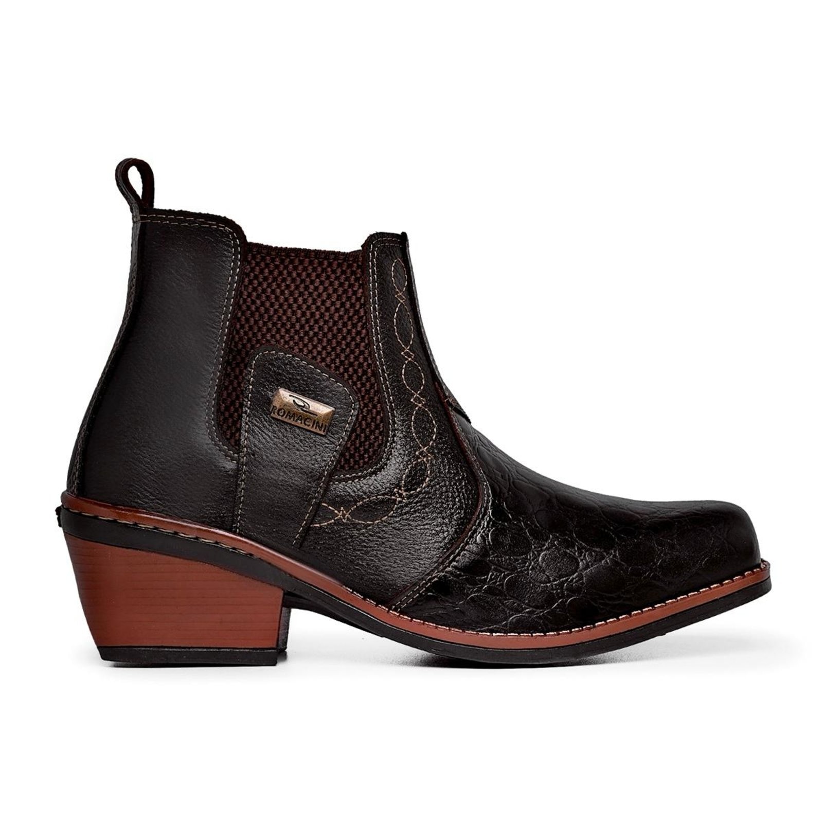 Imagem principal Botina Country Americana Masculina Em Couro Solado Costurado Preta Lavini Shoes preto