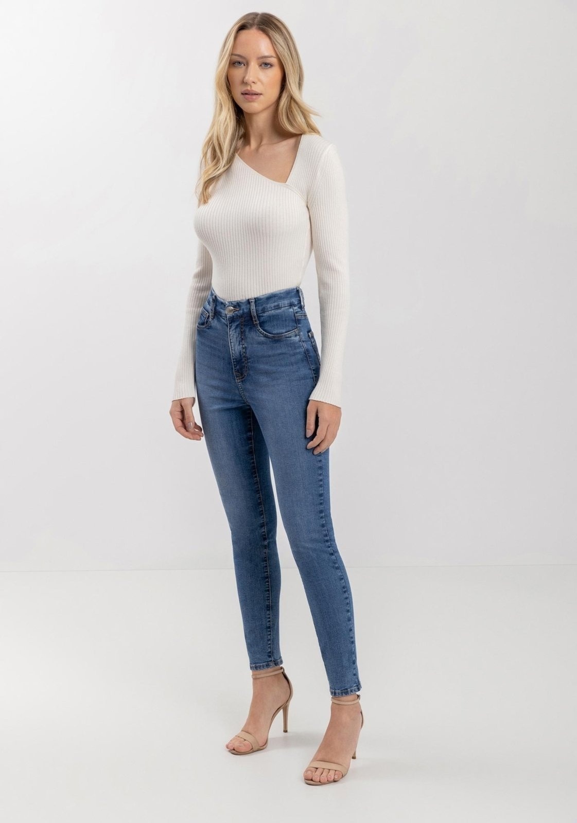 Imagem principal Calça Jeans Skinny Com Cós Alto E Tecnologia Contour Lez a Lez azul