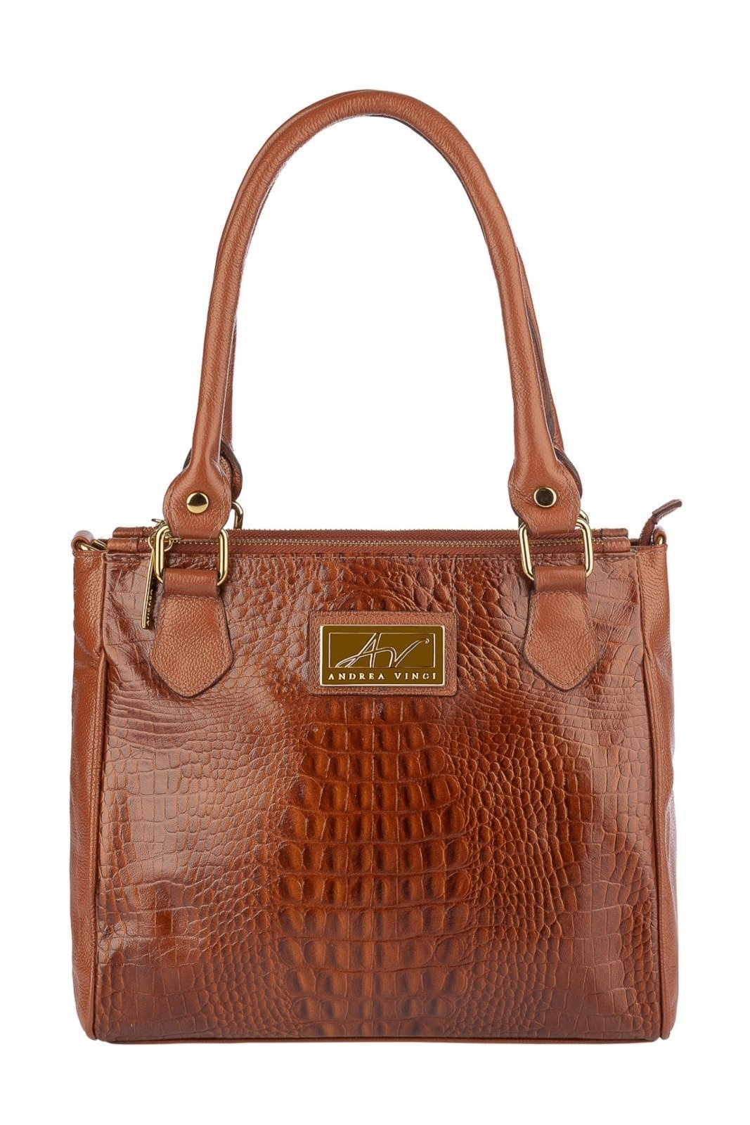 Imagem principal Bolsa de couro com divisórias croco Tiffy - Whisky Andrea Vinci vermelho