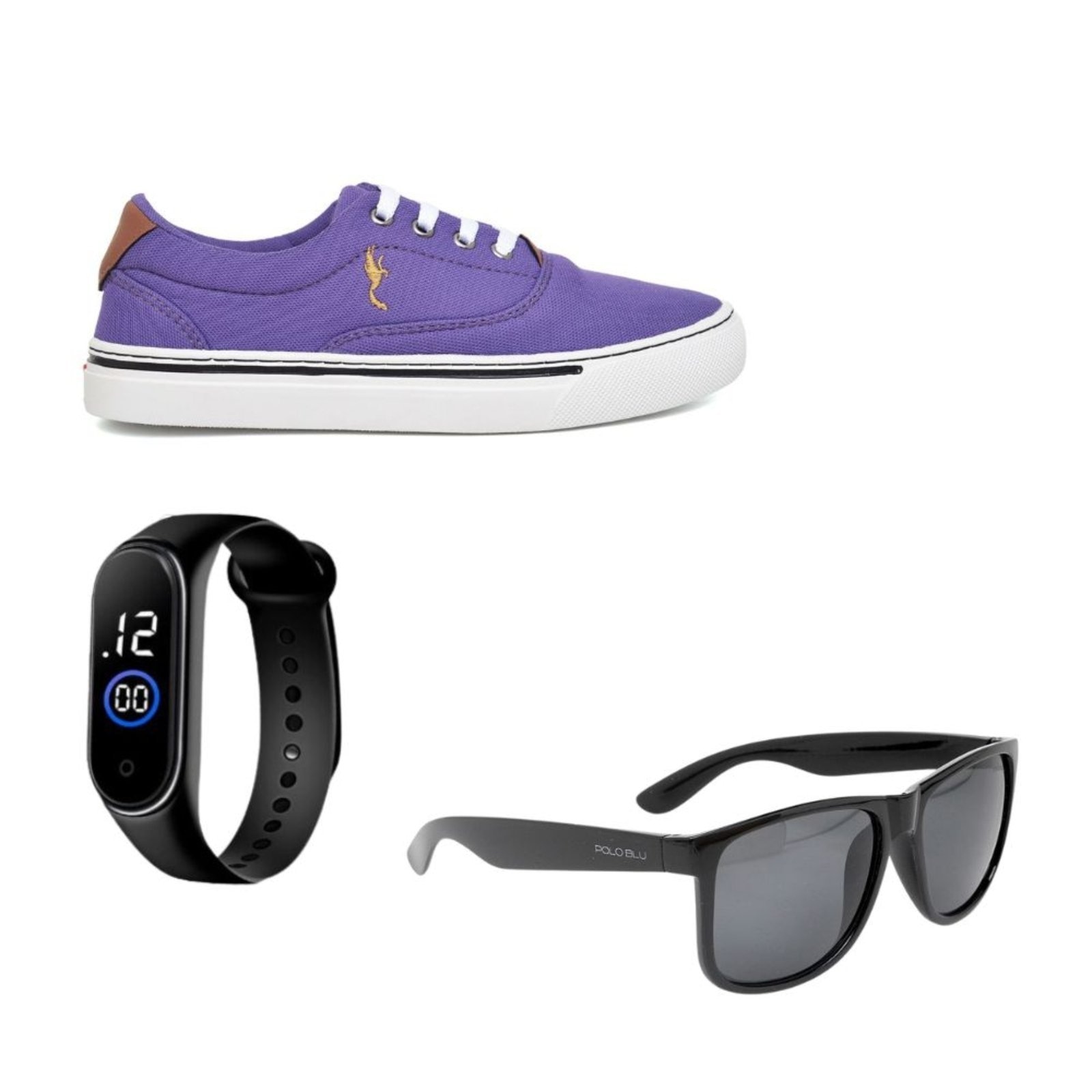 Imagem principal Tênis Feminino Casual Clássico Roxo Polo Blu com Relógio Digital + Óculos do 33 ao 40 Polo Blu roxo blu