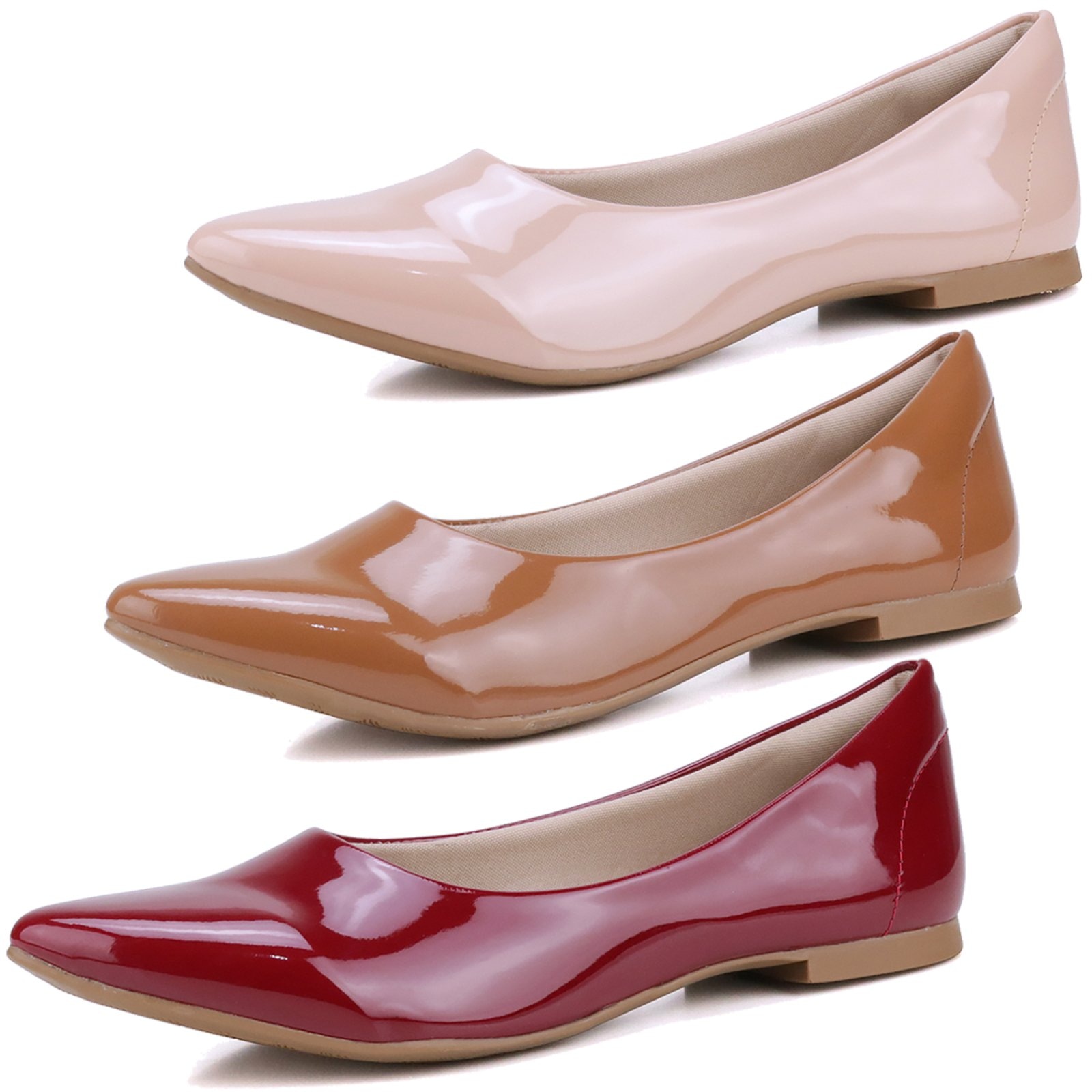 Imagem principal Kit 3 Pares de Sapatilha Mr Gutt Bico Fino Verniz Vermelho Mr. Gutt caramelo/nude/vermelho nude