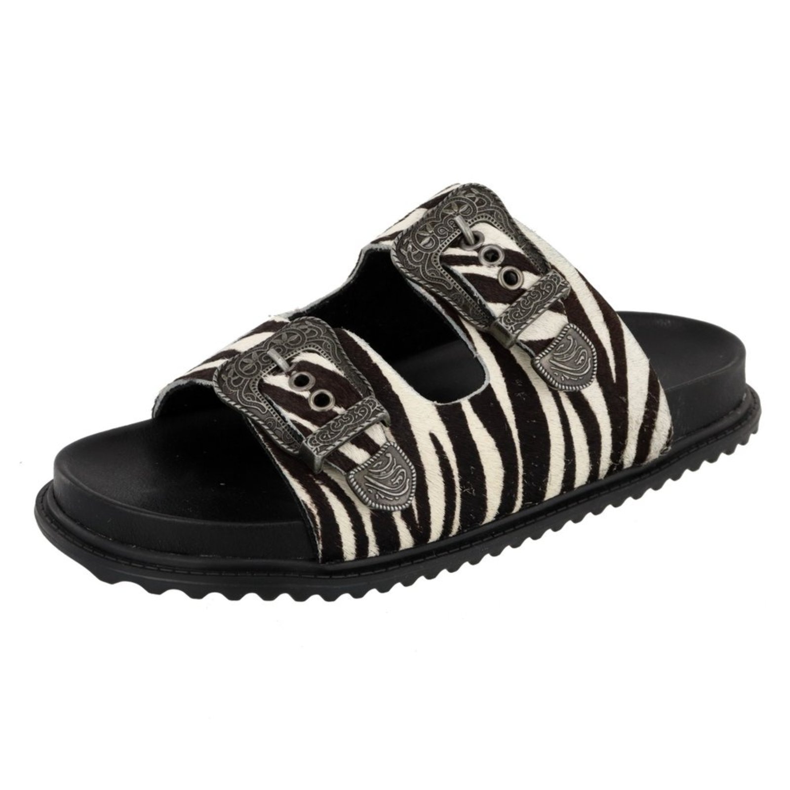 Imagem principal Papete Rasteira Feminina Paula B Em Couro Animal Print Palmilha Confort PAULA B zebra