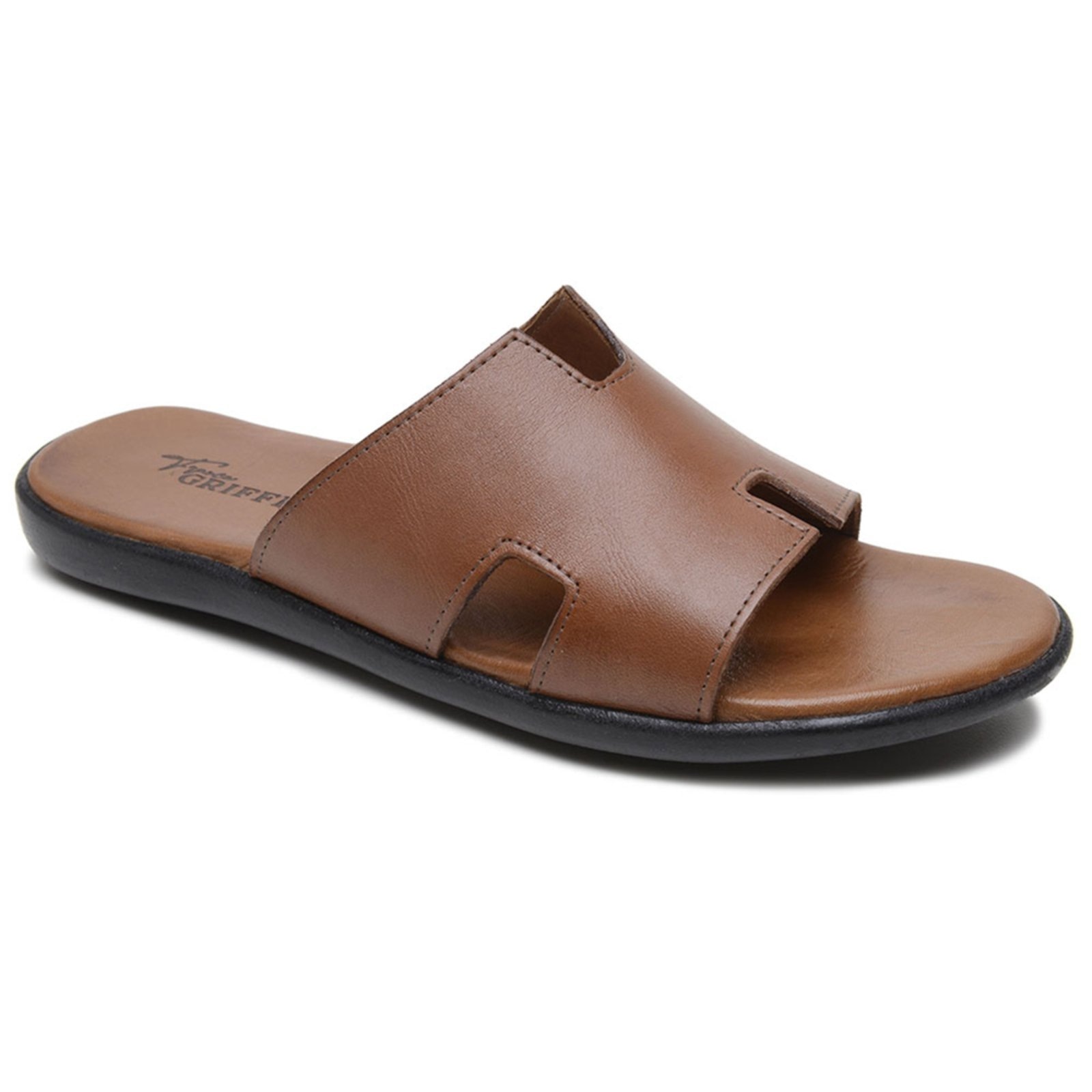 Imagem principal Chinelo Slide Masculino Couro Ultra Leve Legítimo Conforto Verão Forro Macio Tabaco super shoes marrom