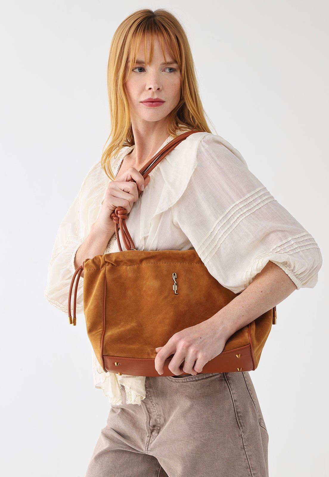 Imagem principal Bolsa Feminina Santa Lolla Alças Cordão Nó Santa Lolla caramelo